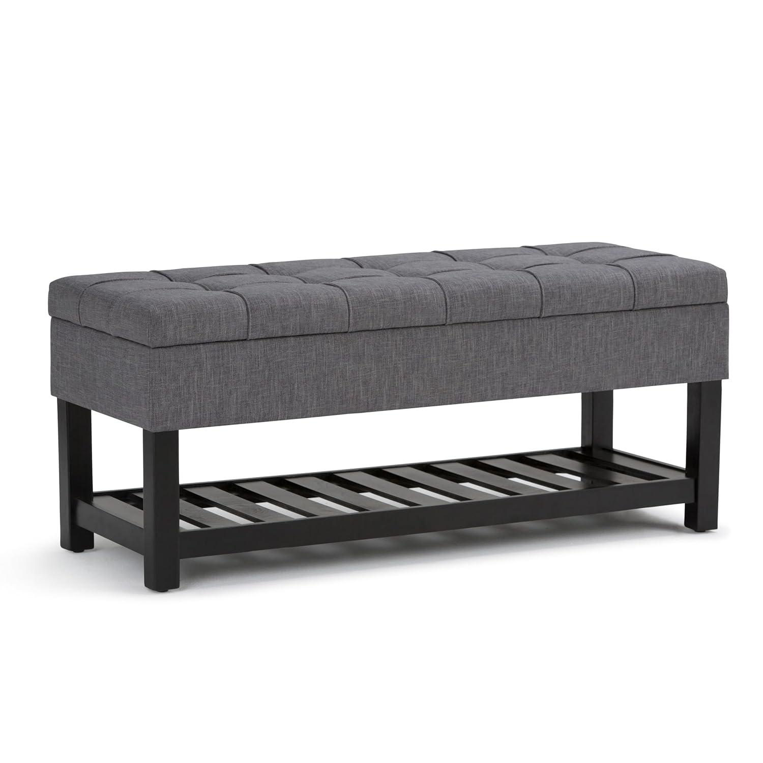 Simpli Home Saxon 43"W Tufted Transitional Storage Ottoman Bench with with Lift-Top Lid