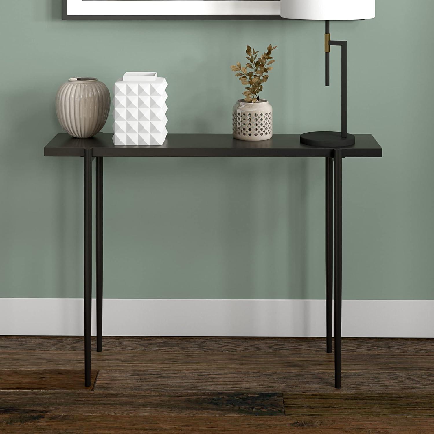 Evelyn&Zoe Wayne 42" Rectangular Console Table, Blackened Bronze