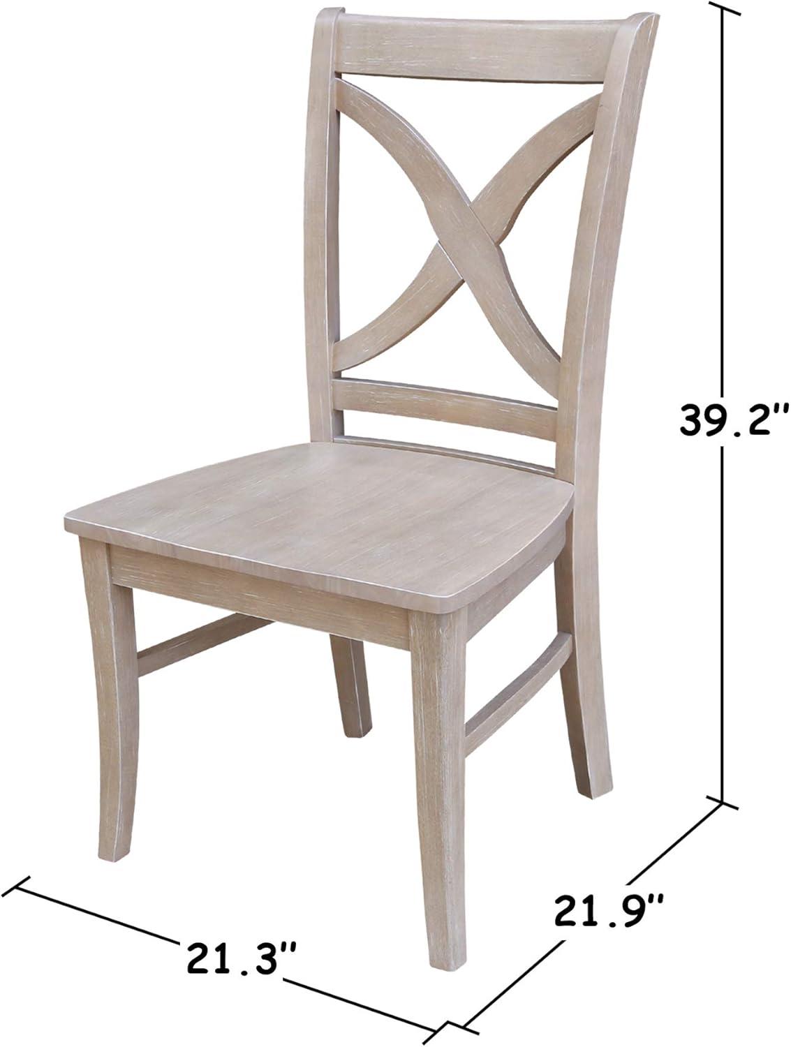 Vineyard Washed Gray Taupe Solid Wood Cross-Back Side Chair