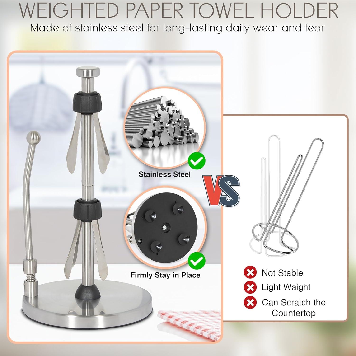 Stainless Steel Adjustable Spring Arm Paper Towel Holder