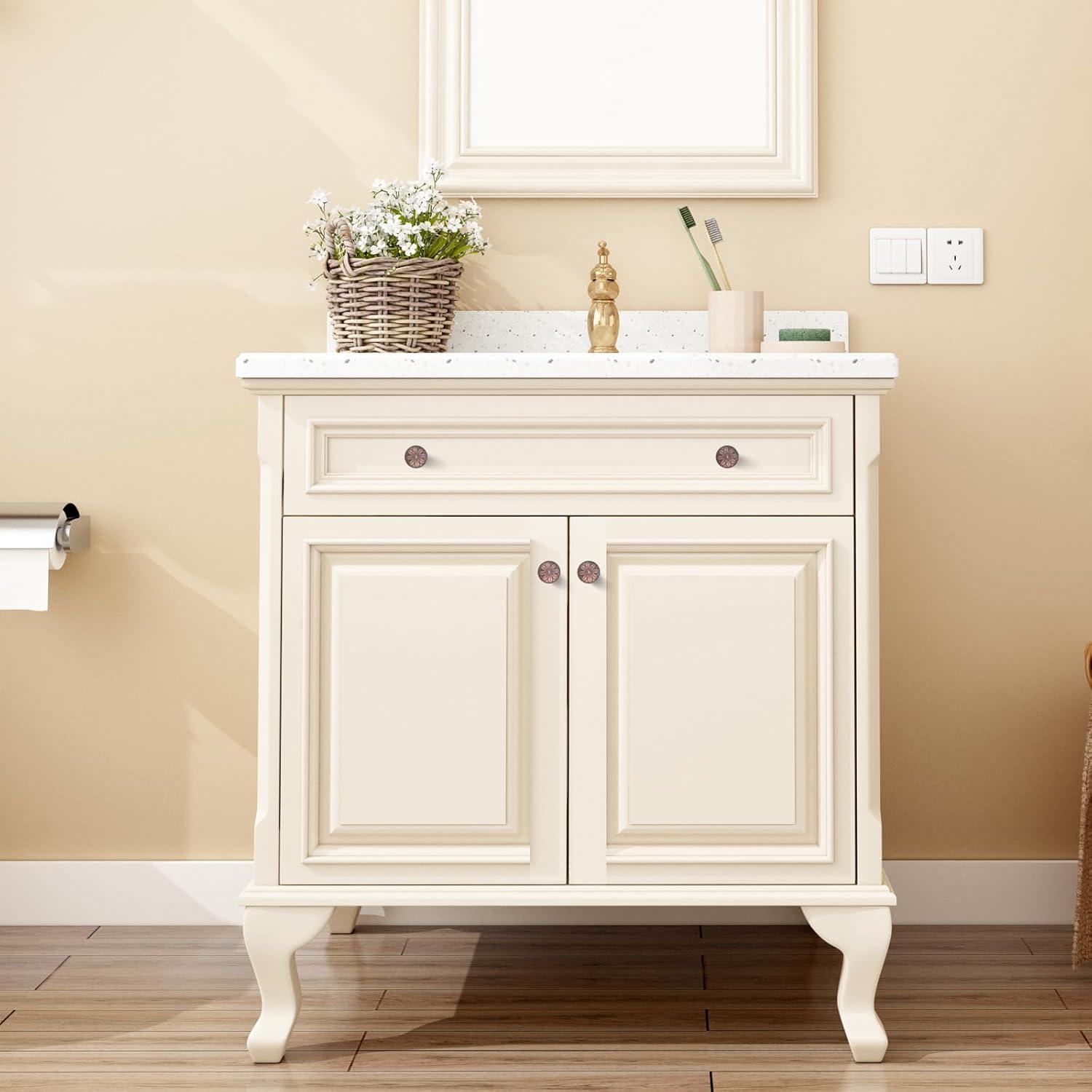 10 Pack Antique Brass Cabinet Knobs Vintage,1.4" Decorative Vintage Cabinet Hardware Handles for Cabinets and Drawers, Brass Kitchen Cabinet knobs Dresser Knobs Drawer Pulls