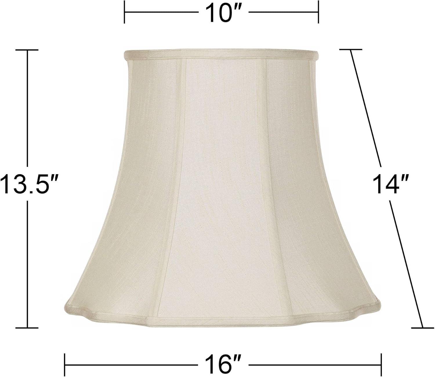 Creme Medium Bell Cut Corner Lamp Shade with Harp and Finial