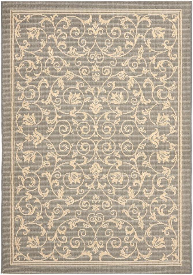 Grey and Natural Square Synthetic Indoor/Outdoor Area Rug