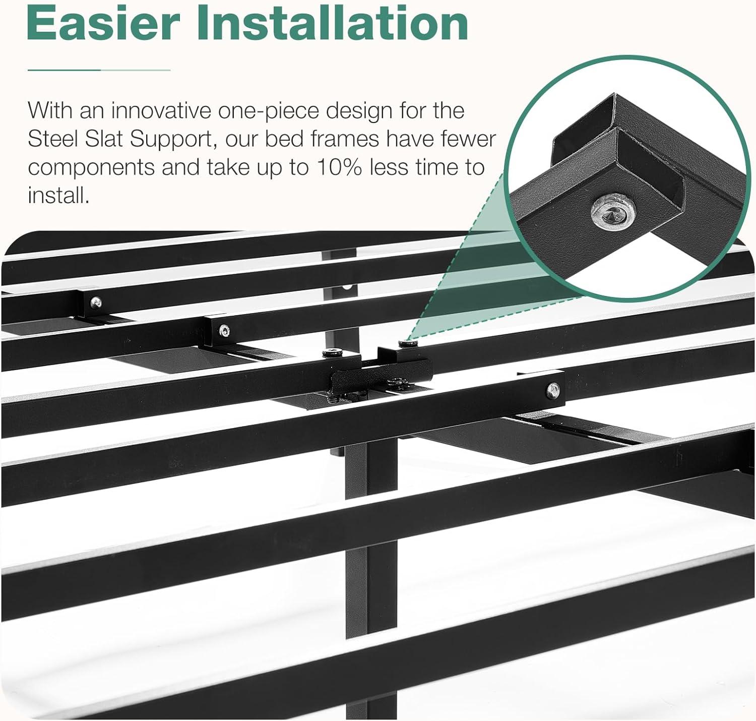 Novilla King Size Bed Frame, 14 Inch Metal Platform Bed Frame King Size with Storage Space Under Bed, Heavy Duty Steel Slat Support, Easy Assembly, No Box Spring Needed