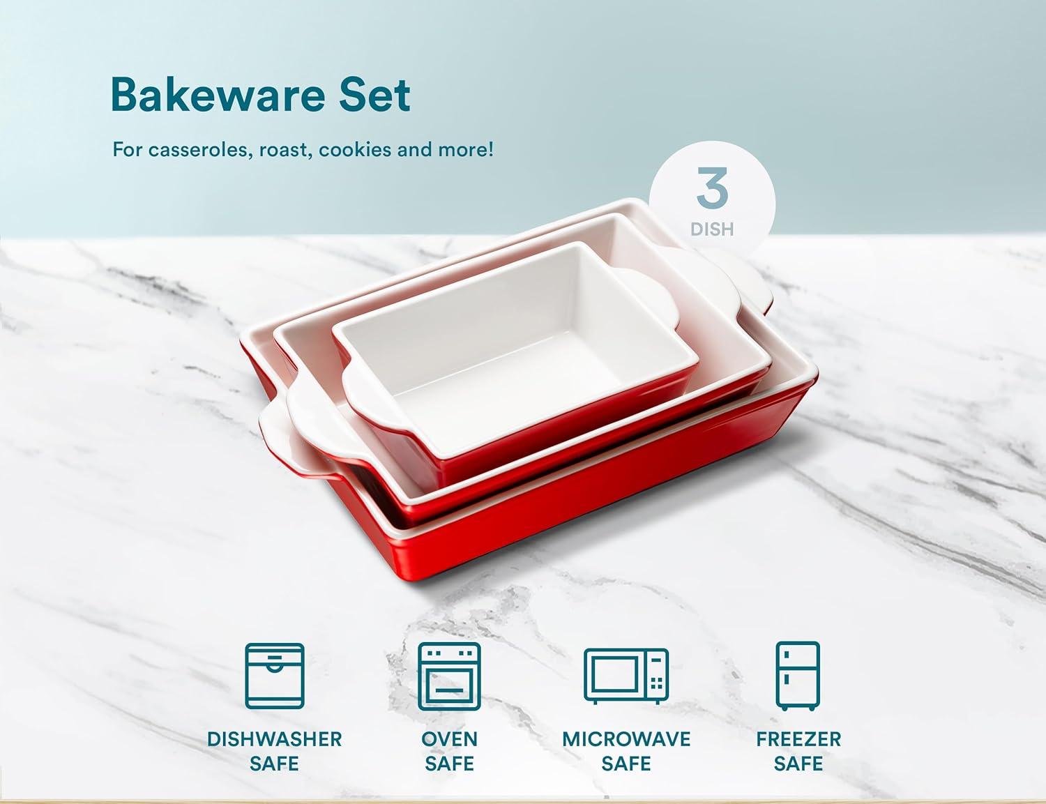 kook Kook 3-Piece Ceramic Bakeware Set