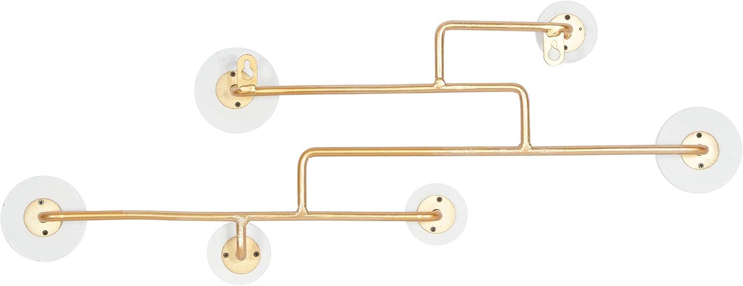 DecMode 24" x 7" Gold Wooden 6 Hangers Wall Hook, 1-Piece