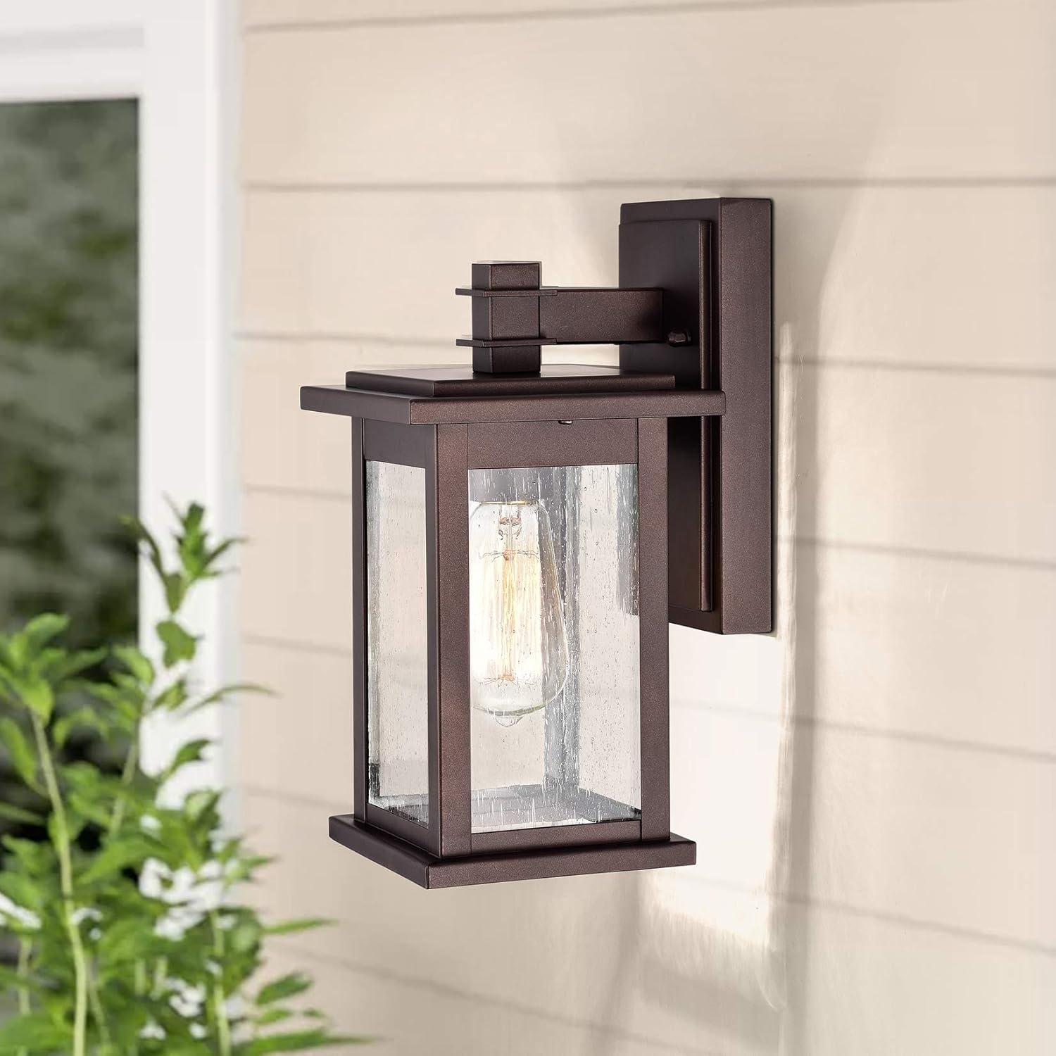 1 Light Transitional Square 12 Inch Outdoor Wall Lantern Oil Rubbed Bronze Bronze Oil Rubbed