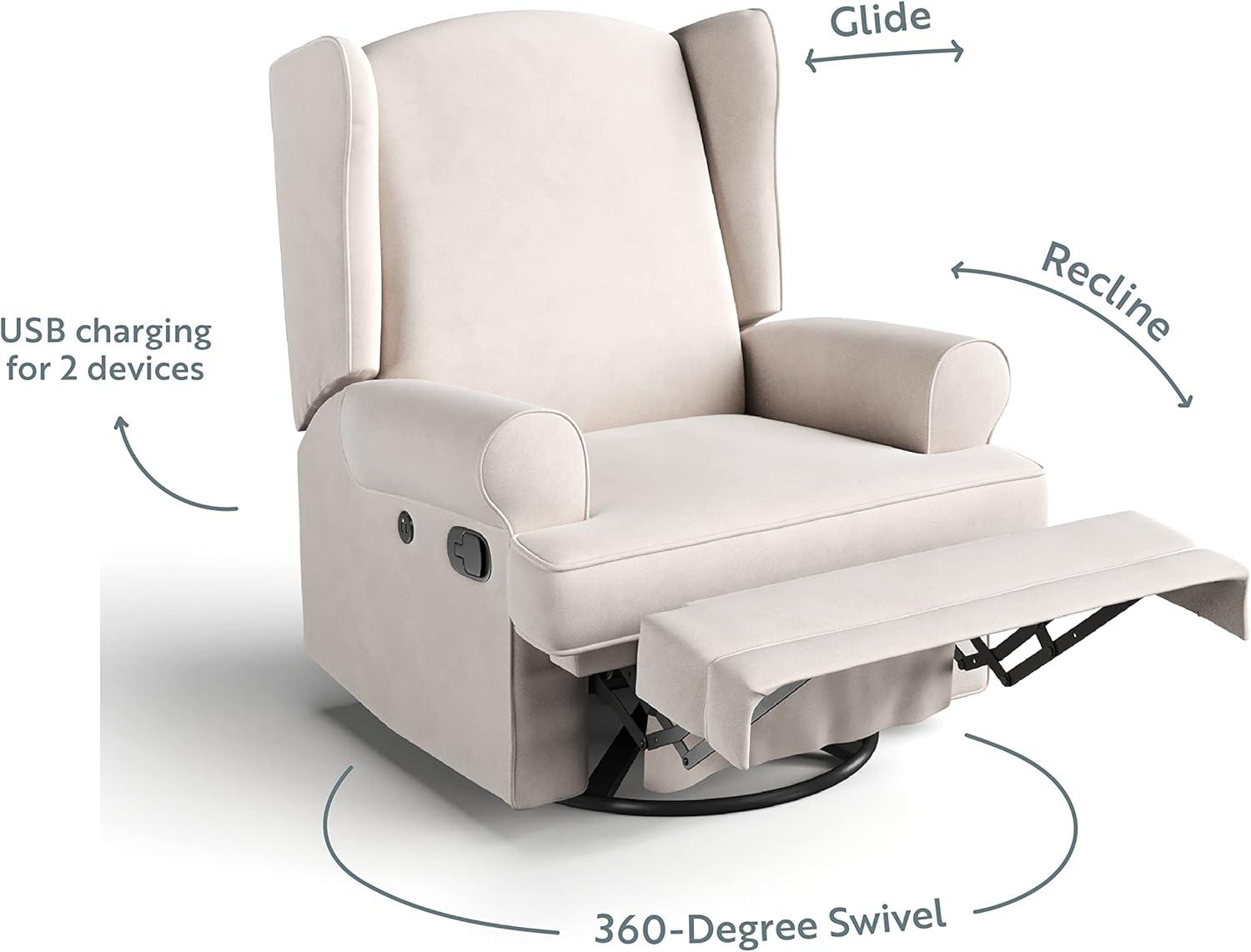 Serenity Swivel Reclining Glider Rocking Chair with USB