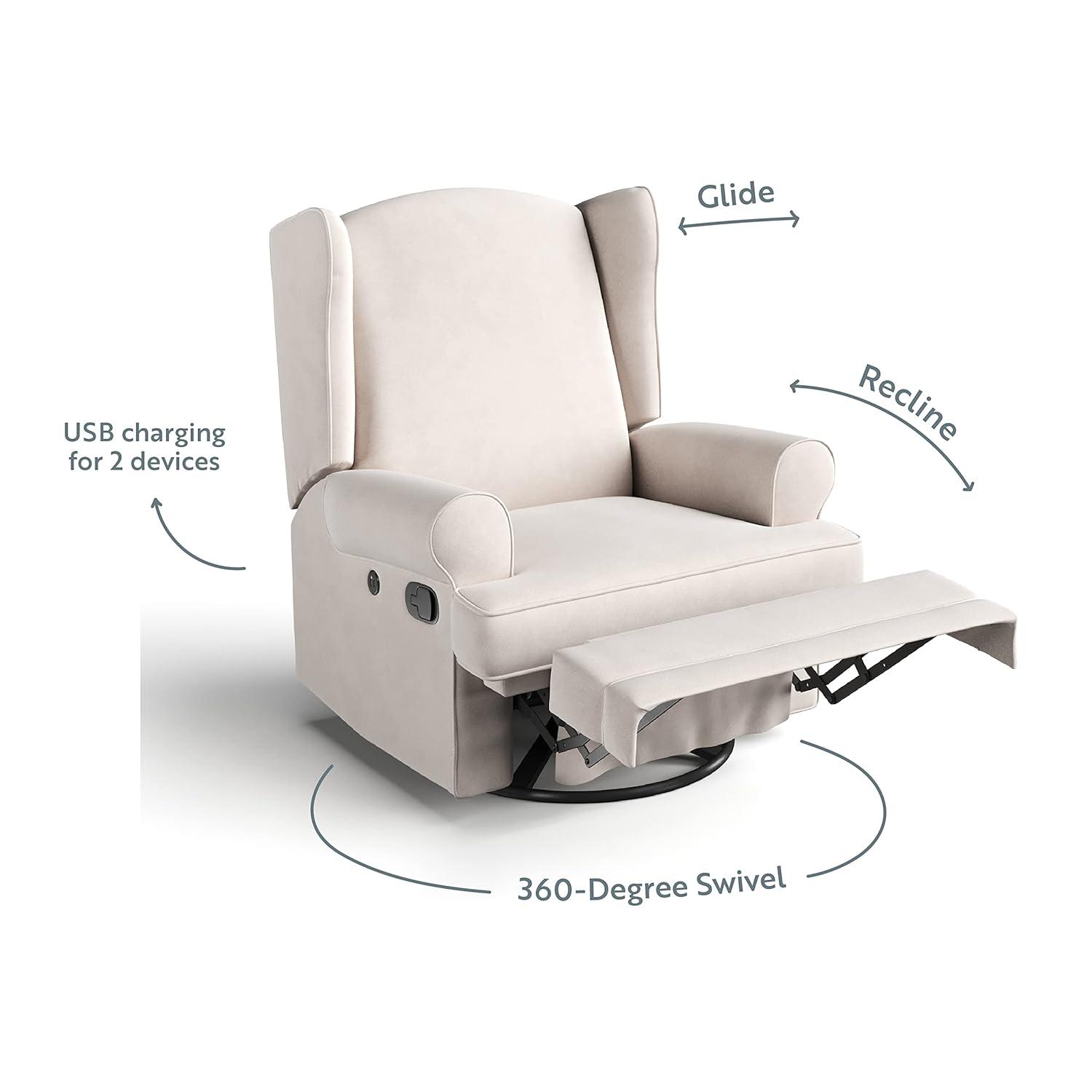 Serenity Swivel Reclining Glider Rocking Chair with USB