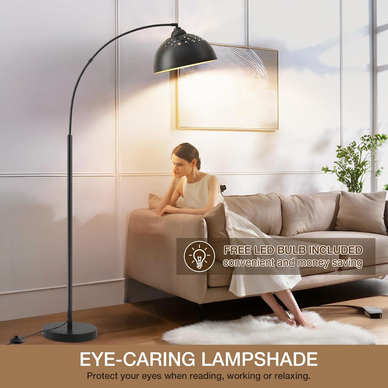 Mercer41 Vondal Arc Floor Lamps for Living Room Lighting, Modern Arched Lamp with Foot Switch