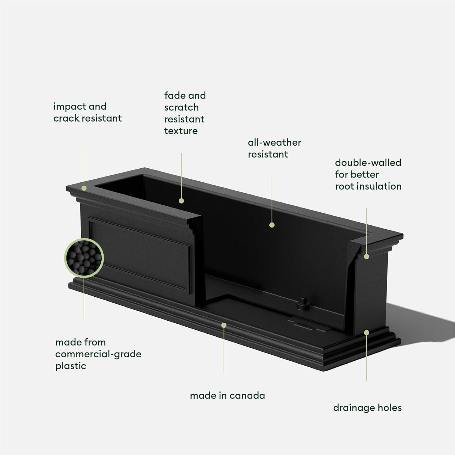 Brixton Black Recycled Plastic 36" Window Box Planter