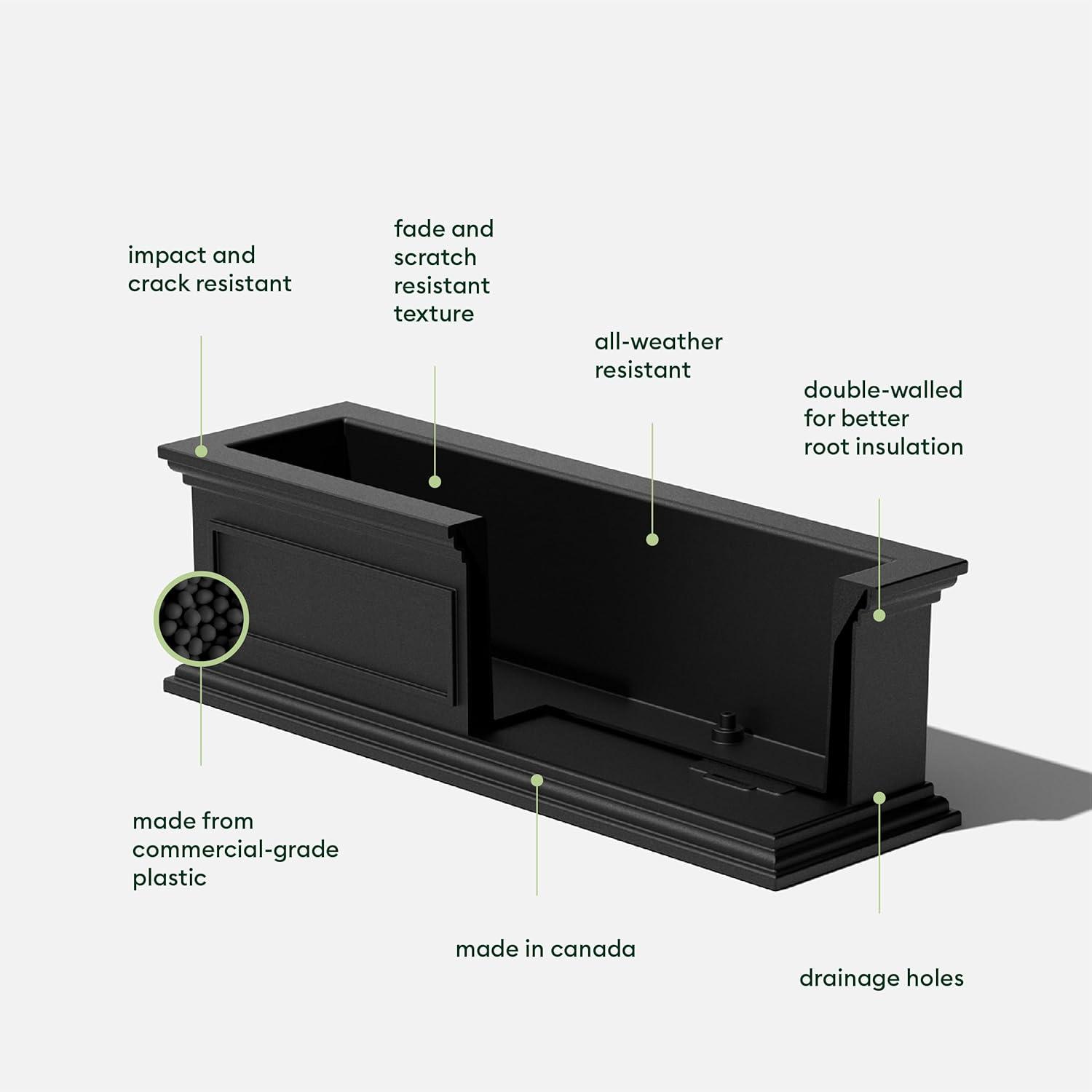 Veradek Brixton Window Box 36" Plastic Planter - Black
