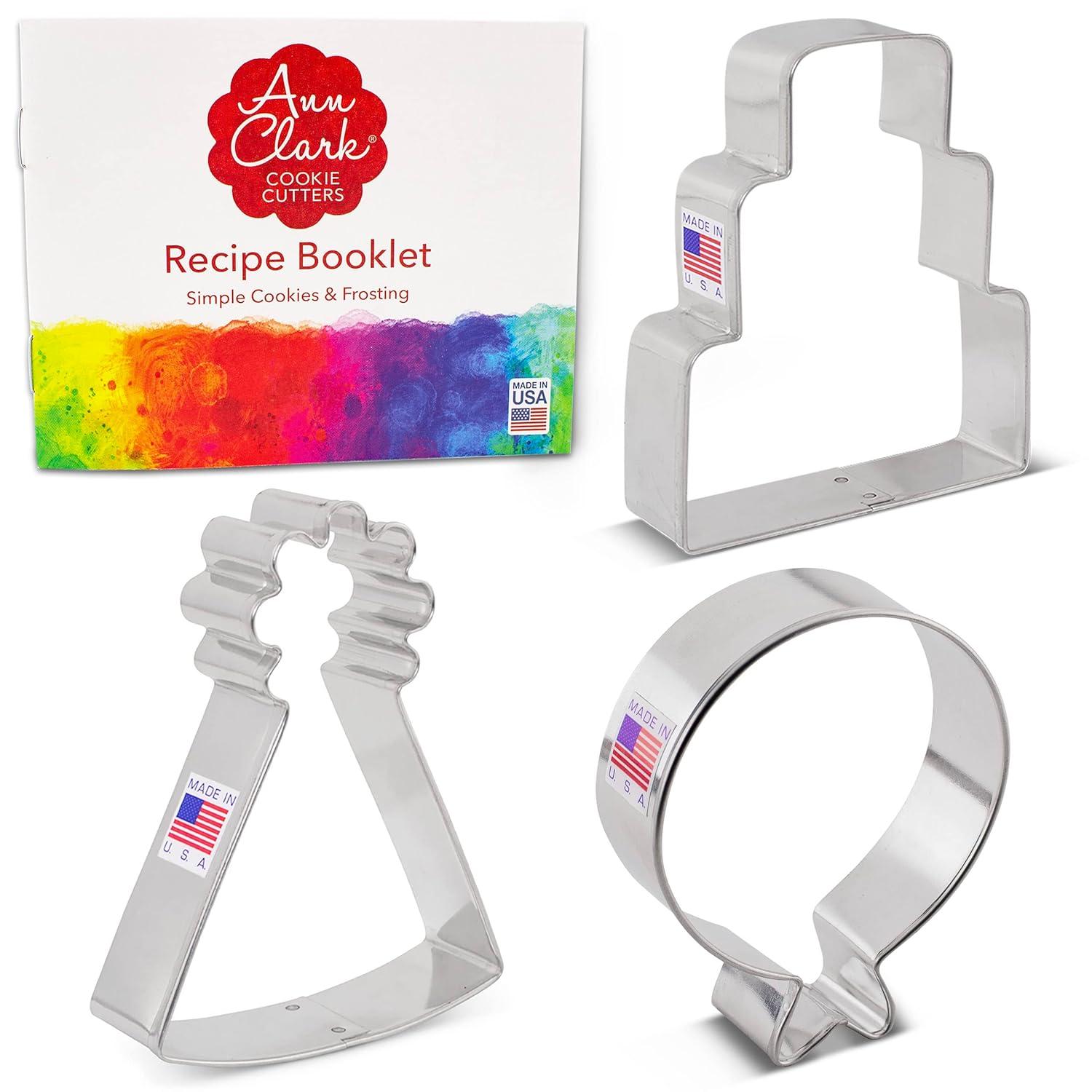 Ann Clark Birthday Cookie Cutter Set, 3-Piece, Made in USA