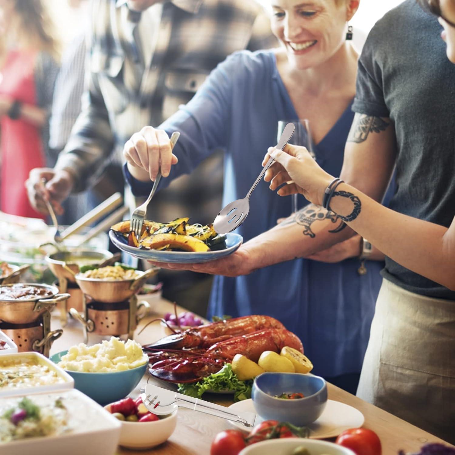 12-Piece Stainless Steel Serving Utensil Set, Dishwasher Safe, Ideal For Indoor & Outdoor Parties, Catering & Weddings