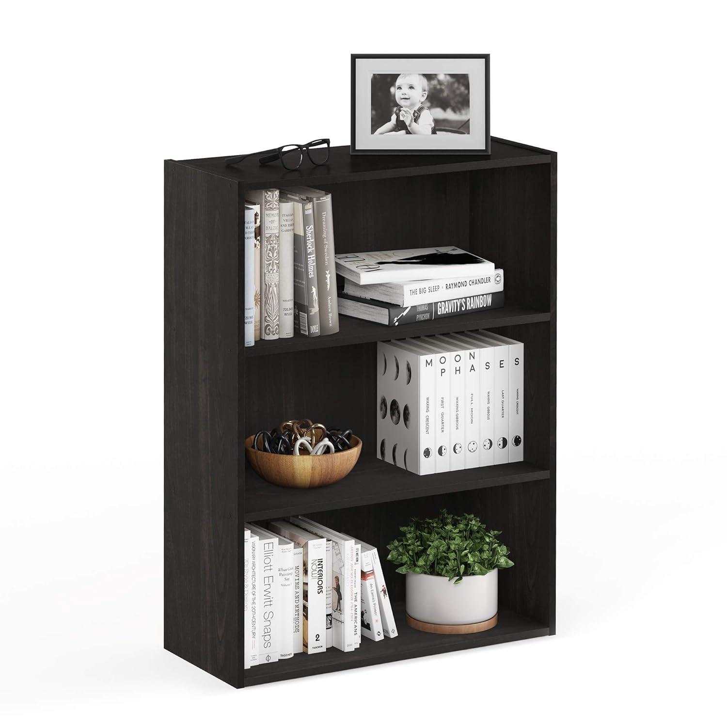 Furinno Easy Assembly 3 Cube Decorative Bookshelf Storage Display Cabinet 3-Tier Multi-functional Open Shelf,Espresso