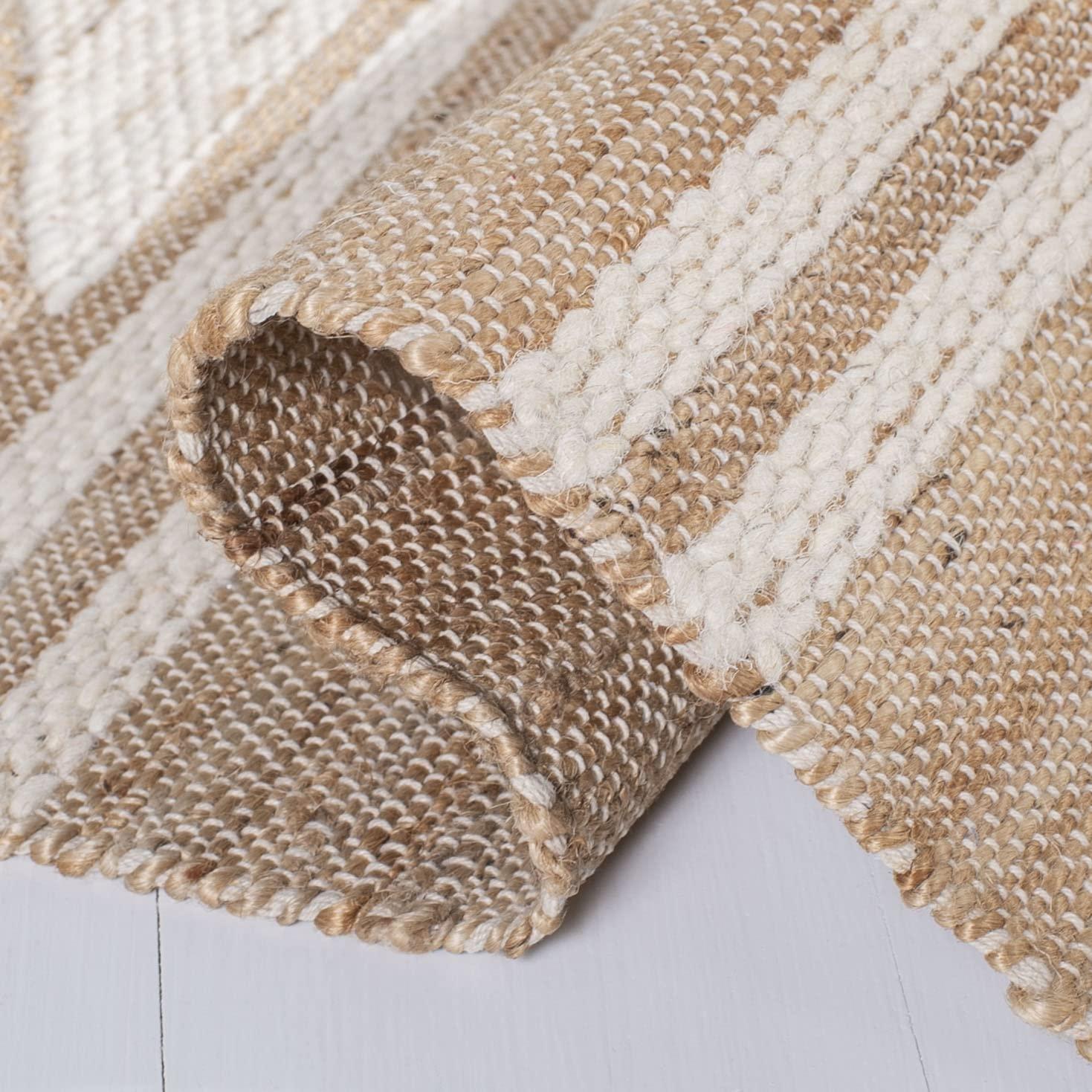 Kilim With Fringes KLM451 Hand Woven Area Rug - Natural/Ivory - 8'x10' - Safavieh