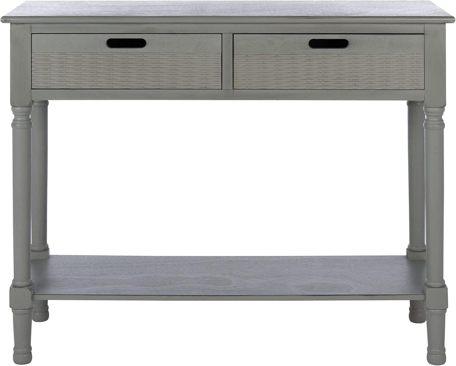 Distressed Gray Wood Console Table with Storage Drawers