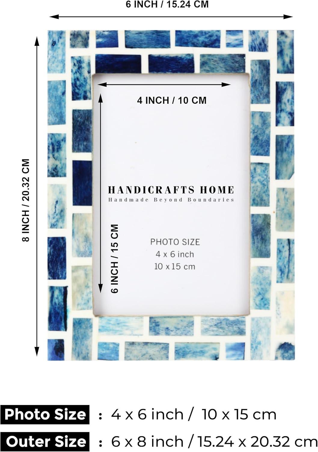 Handicrafts Home Indigo Mosaic Photo Frame Bone Handmade Picture Frames Size 5X7X1