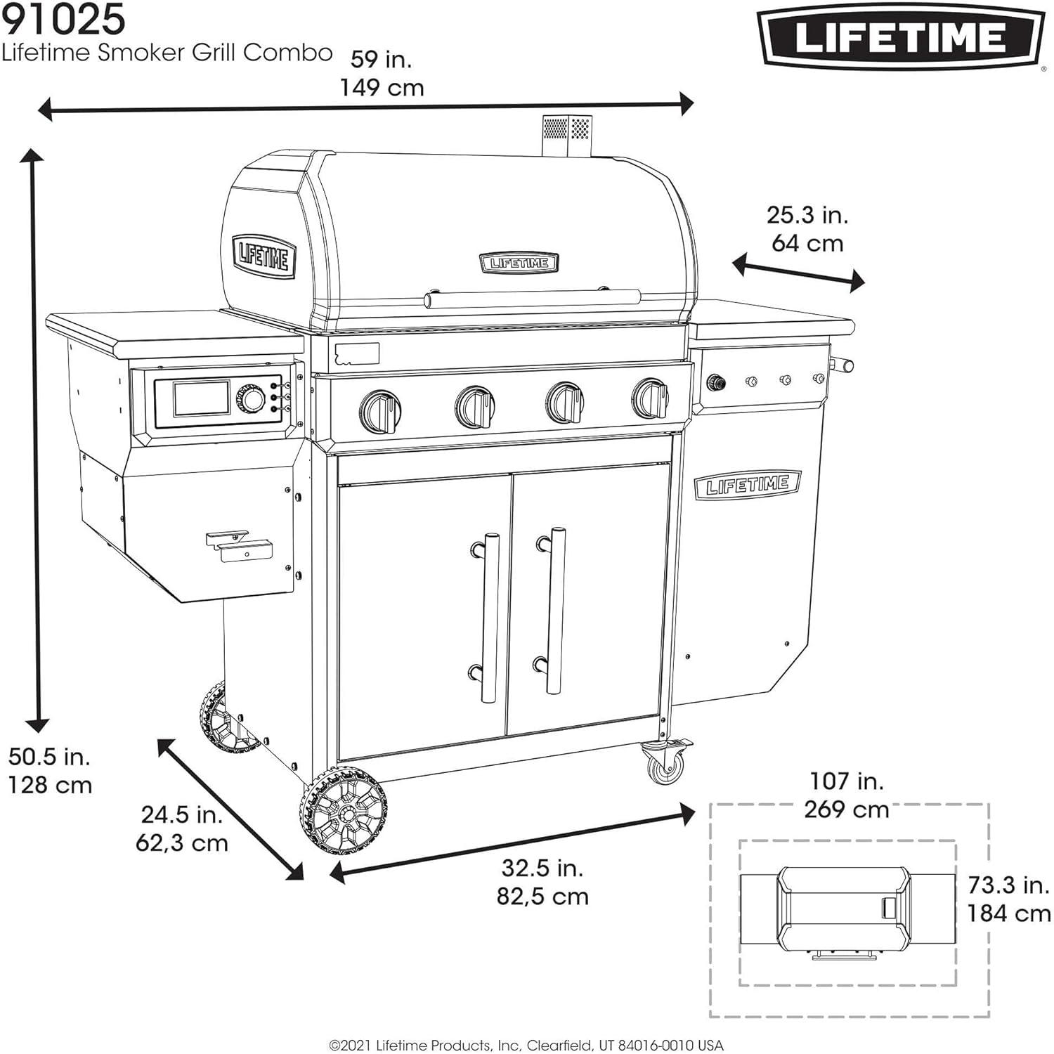 Lifetime Black Propane Gas Grill with Side Burner and Smoker