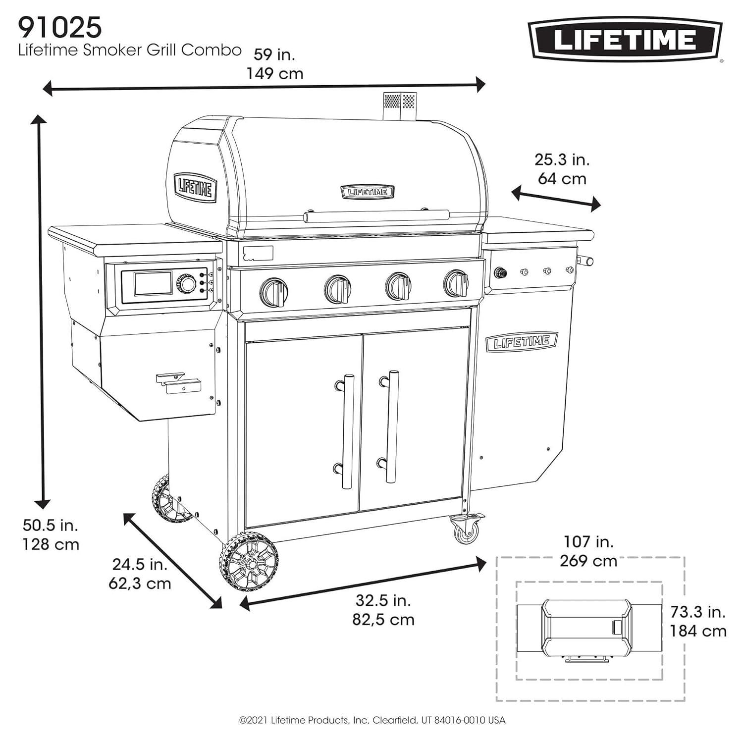 Lifetime 4 Burner Gas Grill and Wood Pellet Smoker Combo, Wifi and Bluetooth Control Technology