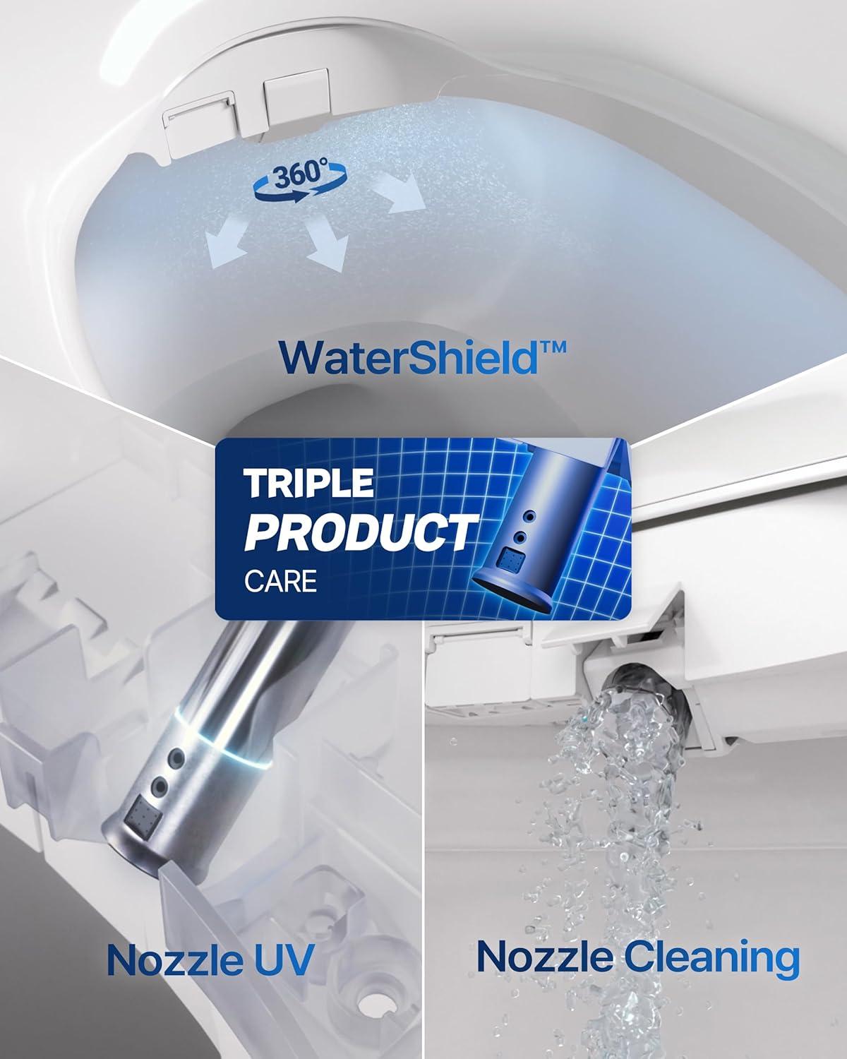 Bidetmega 500S Electric Instant Heating Bidet Seat for Round Toilets in White