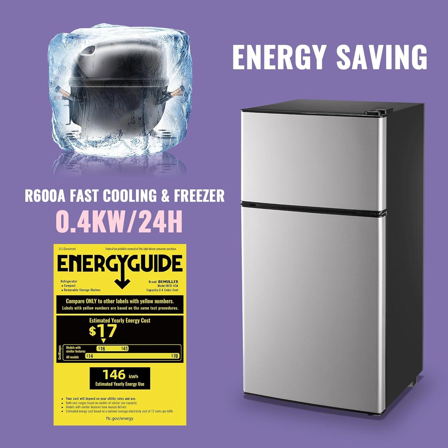 DEMULLER DEMULLER Arcticfresh Storage Suite 2.4 Cubic Feet Freestanding Mini Fridge with Freezer