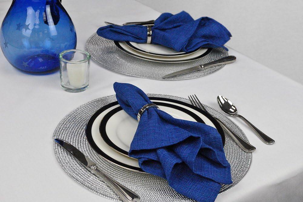 Metallic Silver Round Polypropylene Woven Placemat (Set of 6)