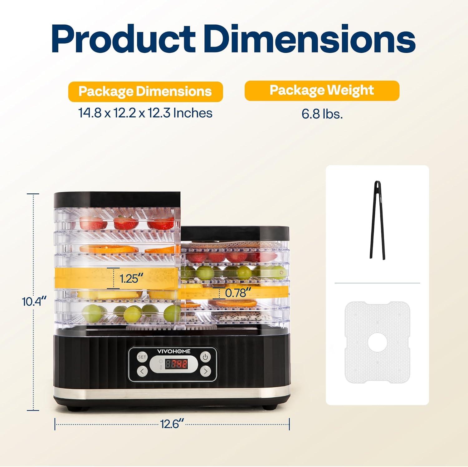 SPECSTAR Electric 5 Trays Food Dehydrator Machine, 400W Hydrator Machine with 72H Digital Timer and Temperature Control for Fruit Vegetable Meat Jerky Herb Beef Mushroom, Black