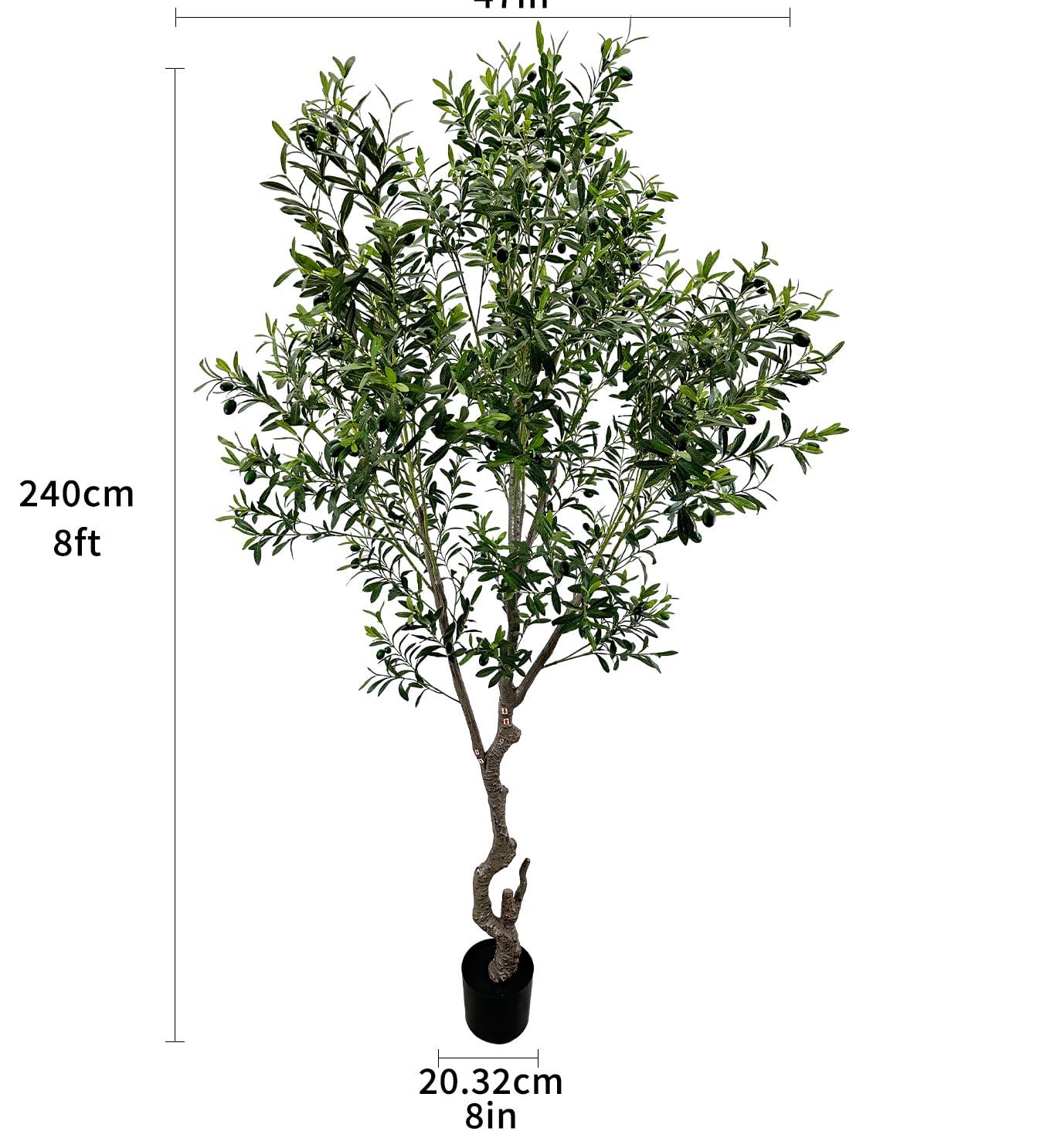 Artificial Tree Faux Olive Tree 8ft(3198leaves) Tall Fake Olive Plant in Pot Fake Silk Tree Faux Plants Indoor