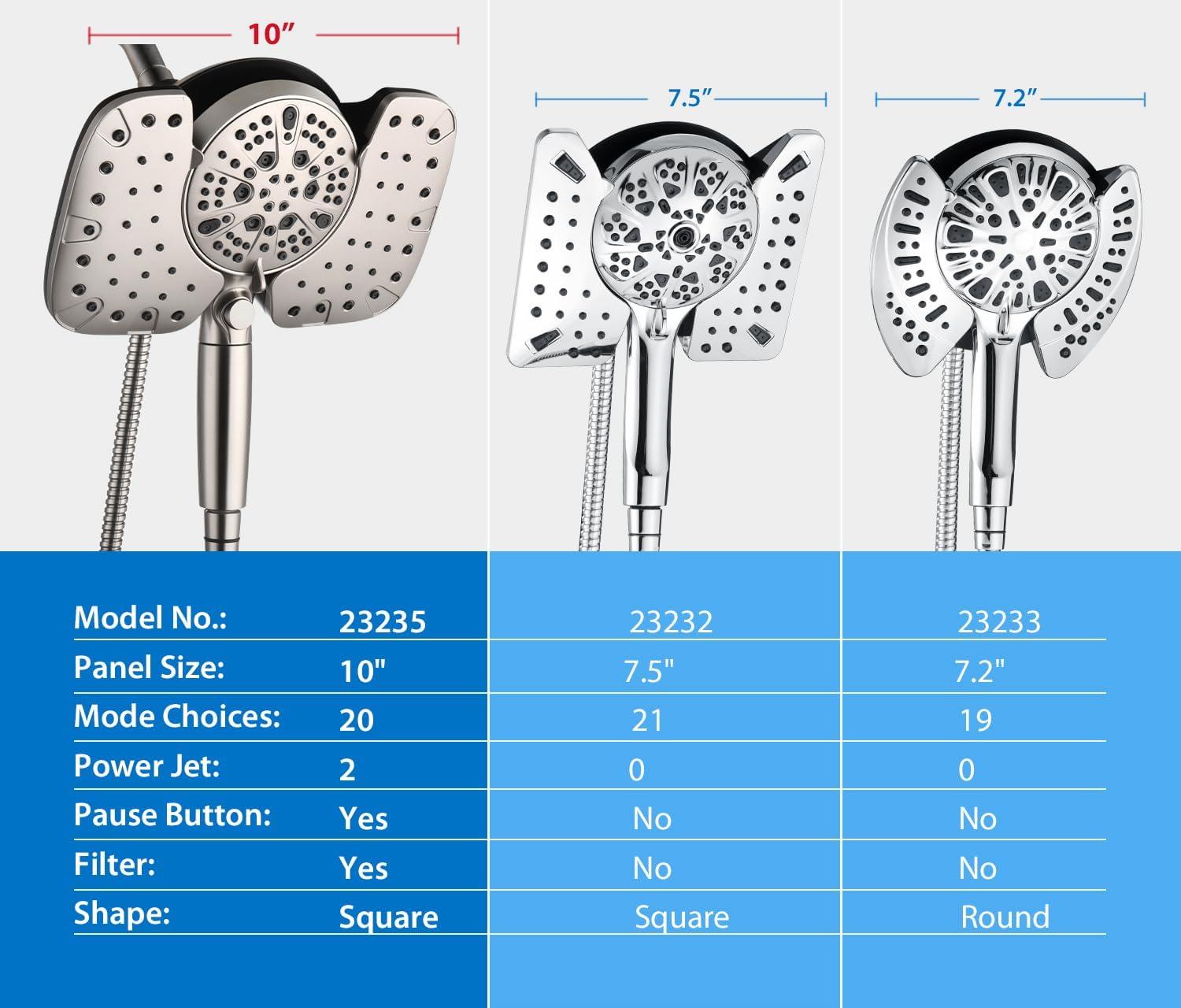 Nickel Dual Head 10" Rainfall and Handheld Shower Combo