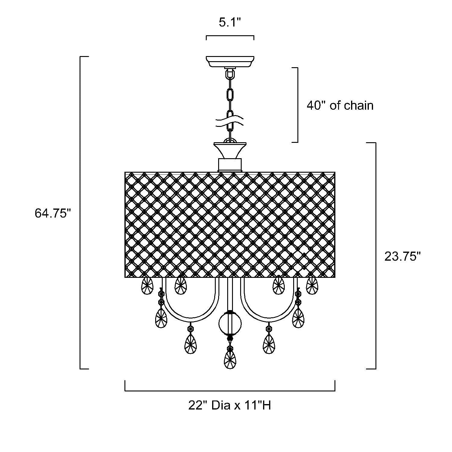 Chrome Mini Crystal Candle Drum Chandelier, 22"