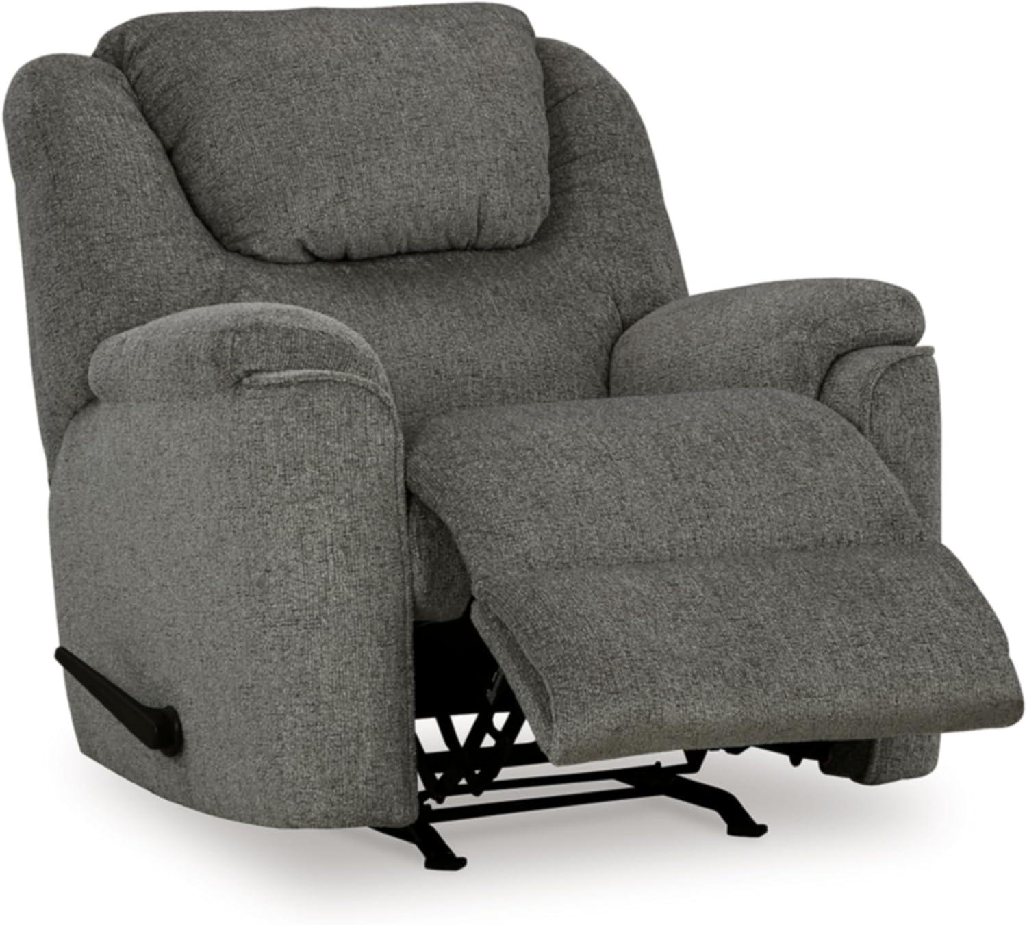 Gray Contemporary Metal Frame Recliner with Pillow Top Arms