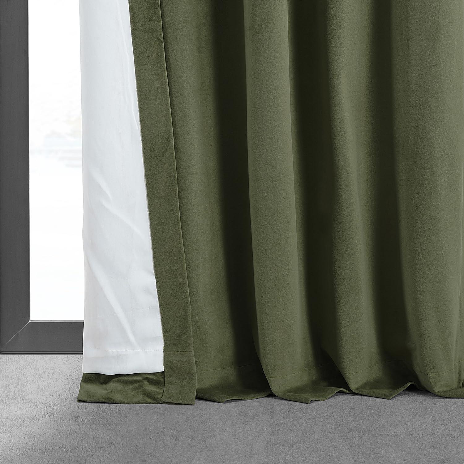 Half Price Drapes Signature Hunter Green Velvet Blackout Curtains For Bedrooms (1 Panel), 50WX 84L