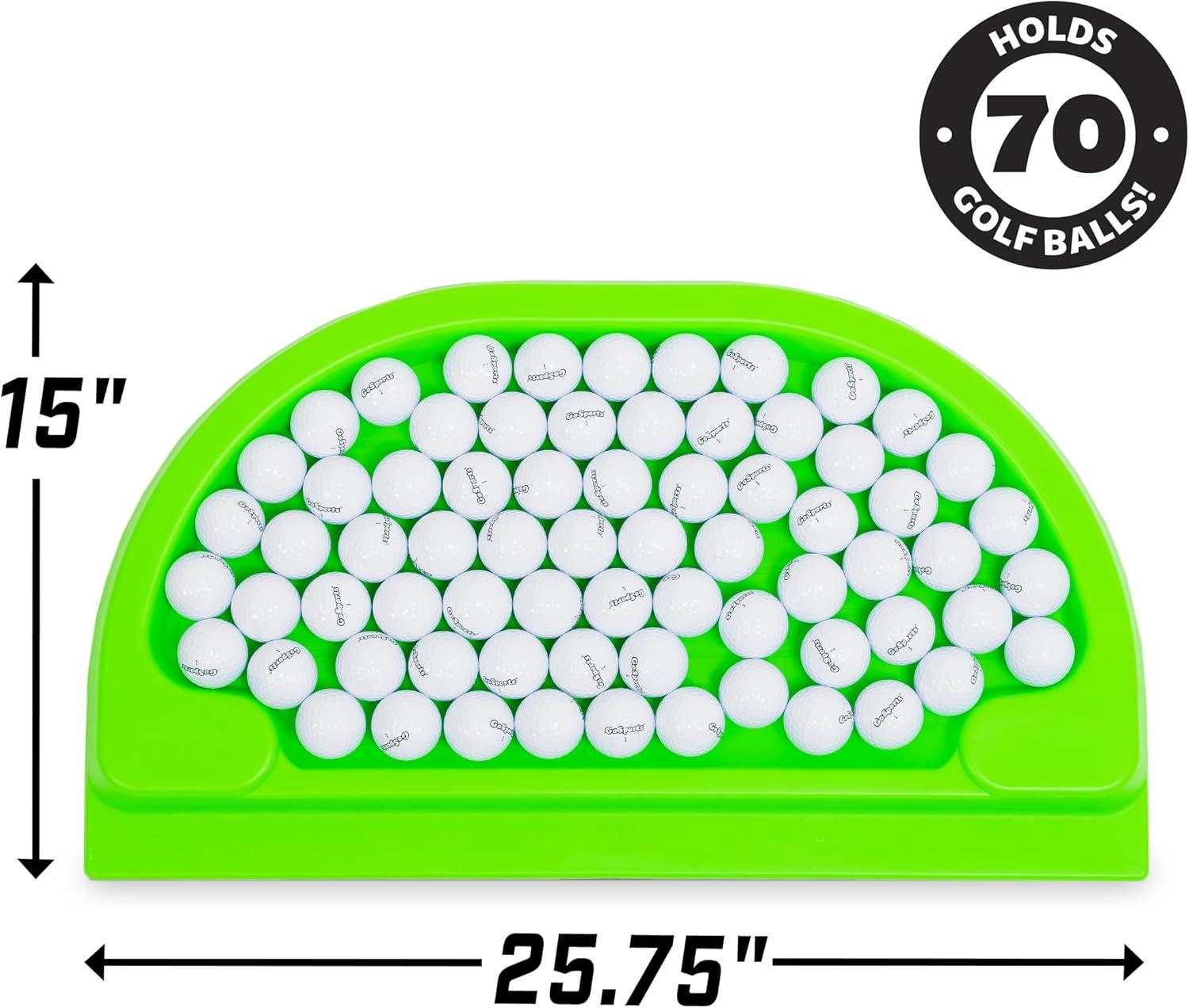 GoSports All-Weather Golf Ball Tray - 70 Ball Capacity - Compatible with all Hitting Mats - Green