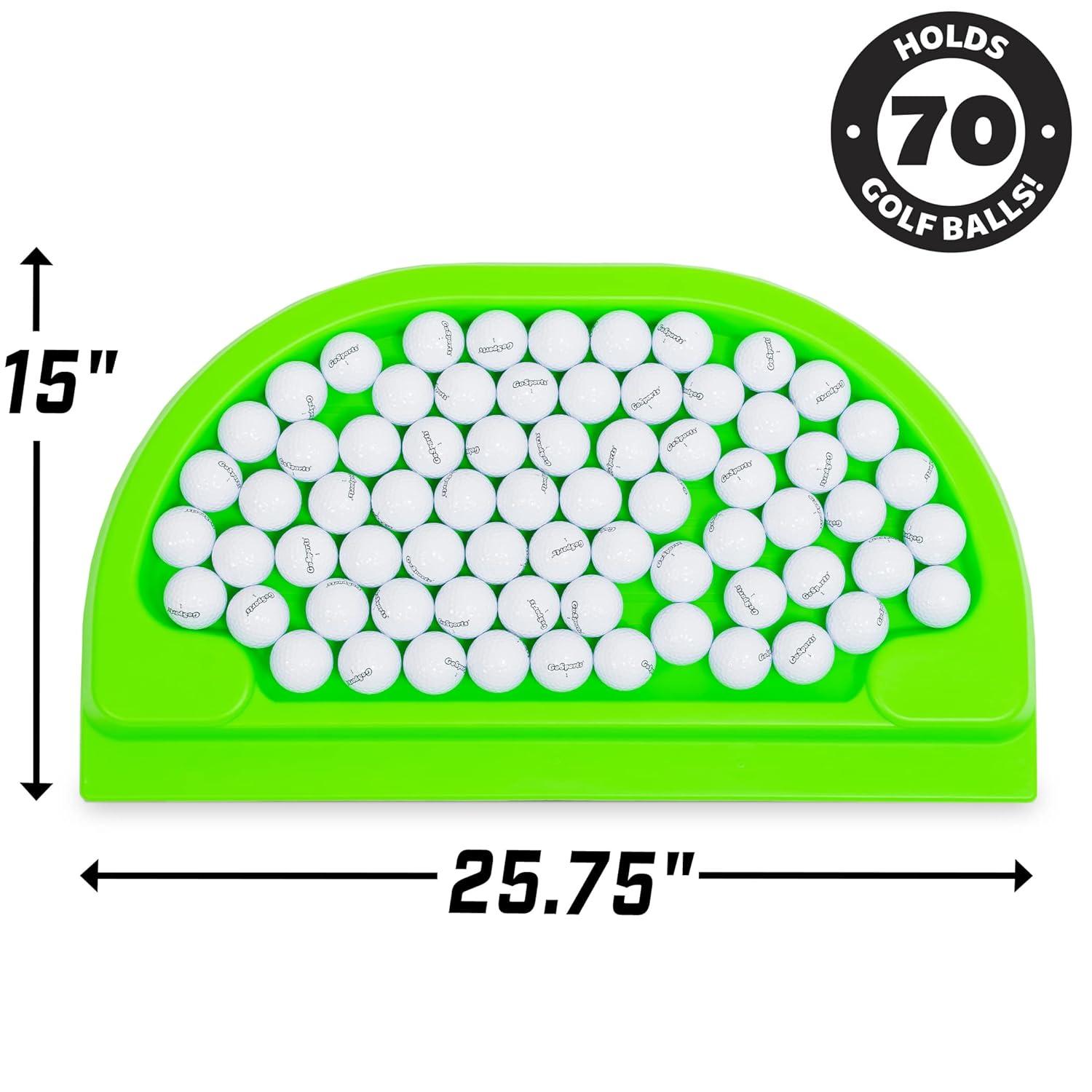 GoSports All-Weather Golf Ball Tray - 70 Ball Capacity - Compatible with all Hitting Mats - Green