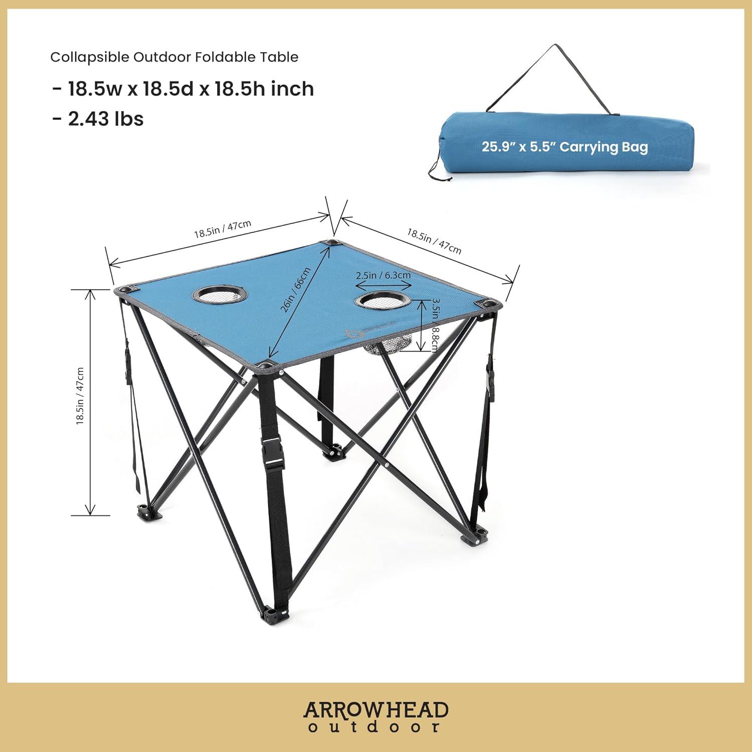 ARROWHEAD Outdoor Square Fabric Outdoor Folding Camping Table