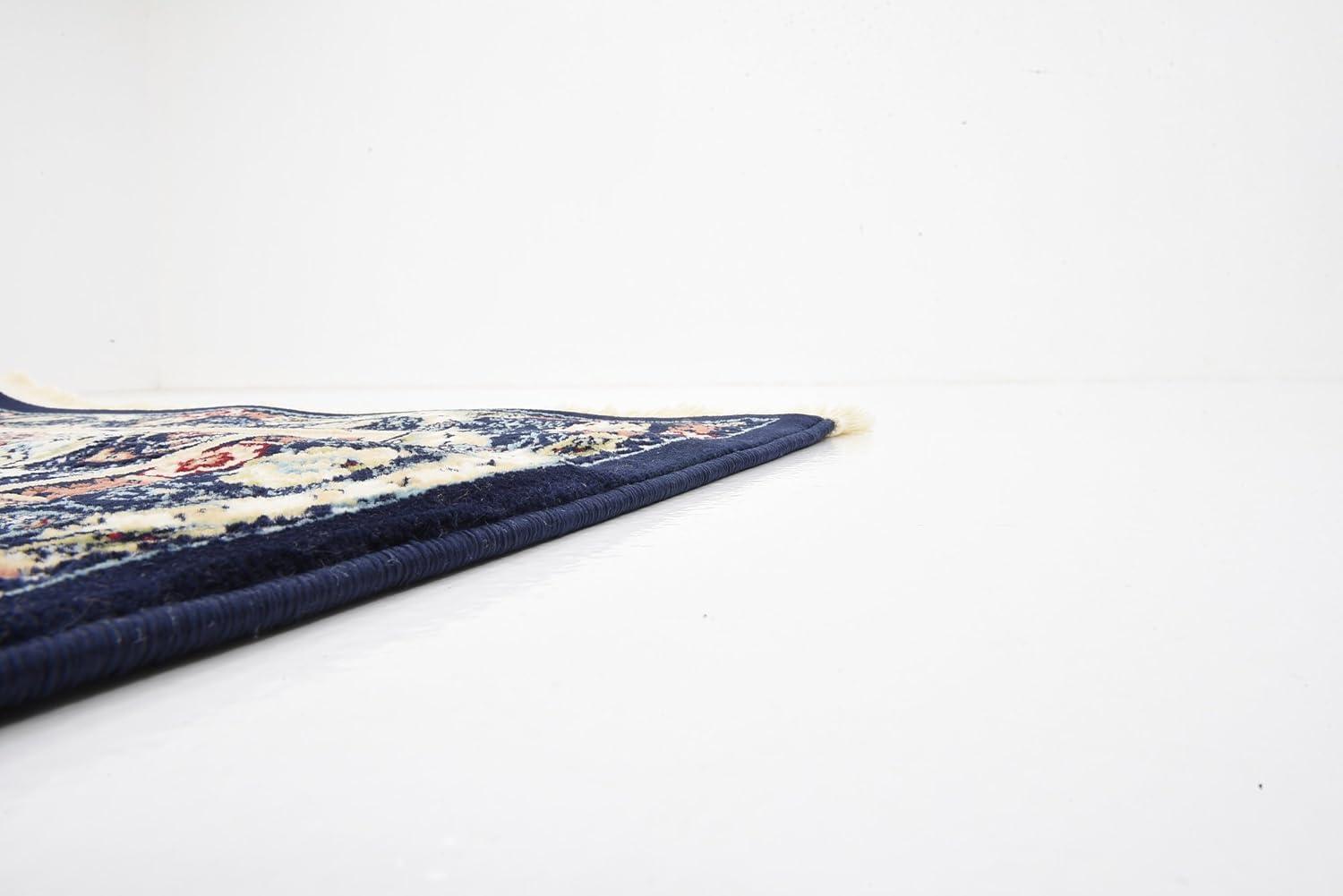 Elegant Navy Blue Handmade 3x5 Synthetic Area Rug