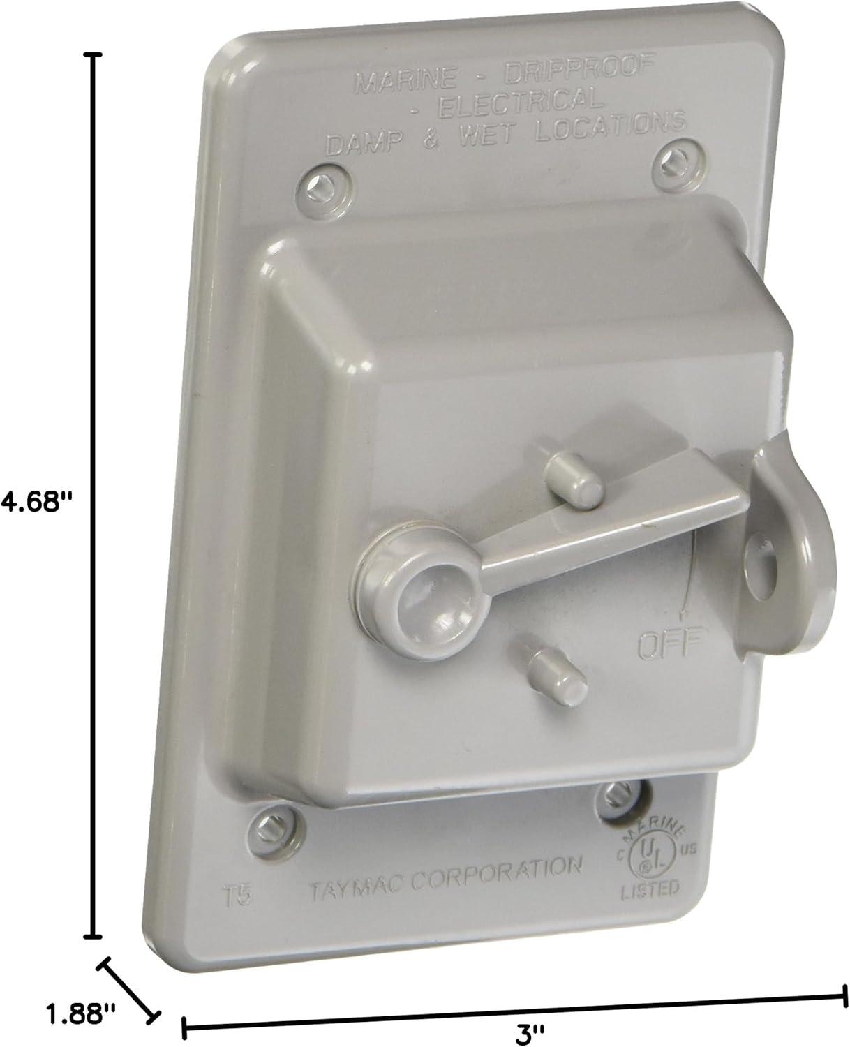 Gray Nonmetallic Weatherproof Toggle Switch Cover