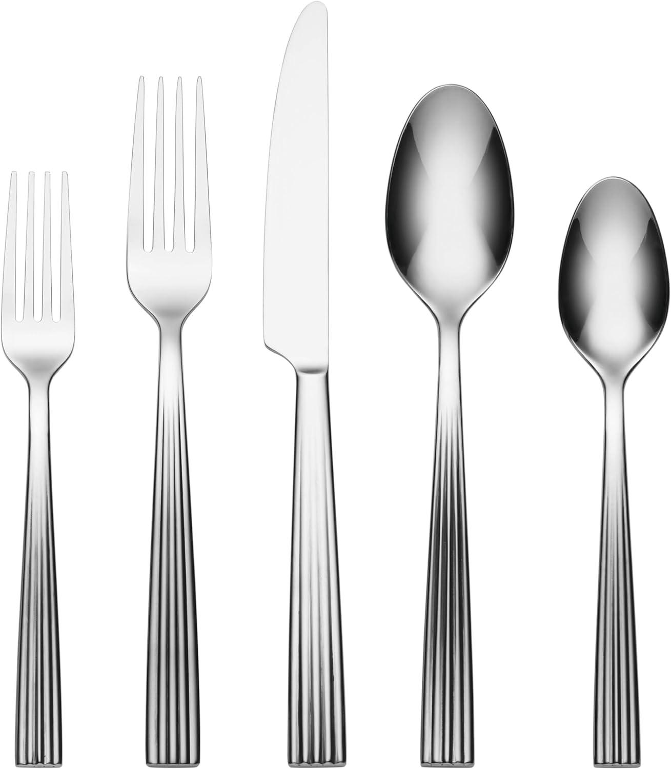 Kennedy 20-Piece Ribbed Stainless Steel Flatware Set