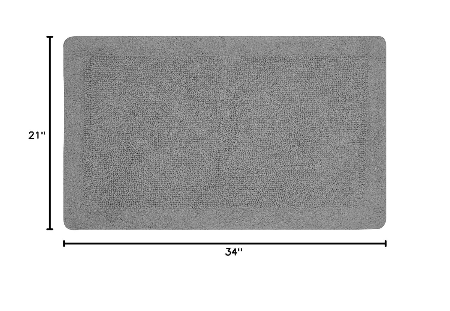 Better Trends Edge 100% Cotton Tufted Reversible Bath Rug 21" x 34" Rectangle - Gray