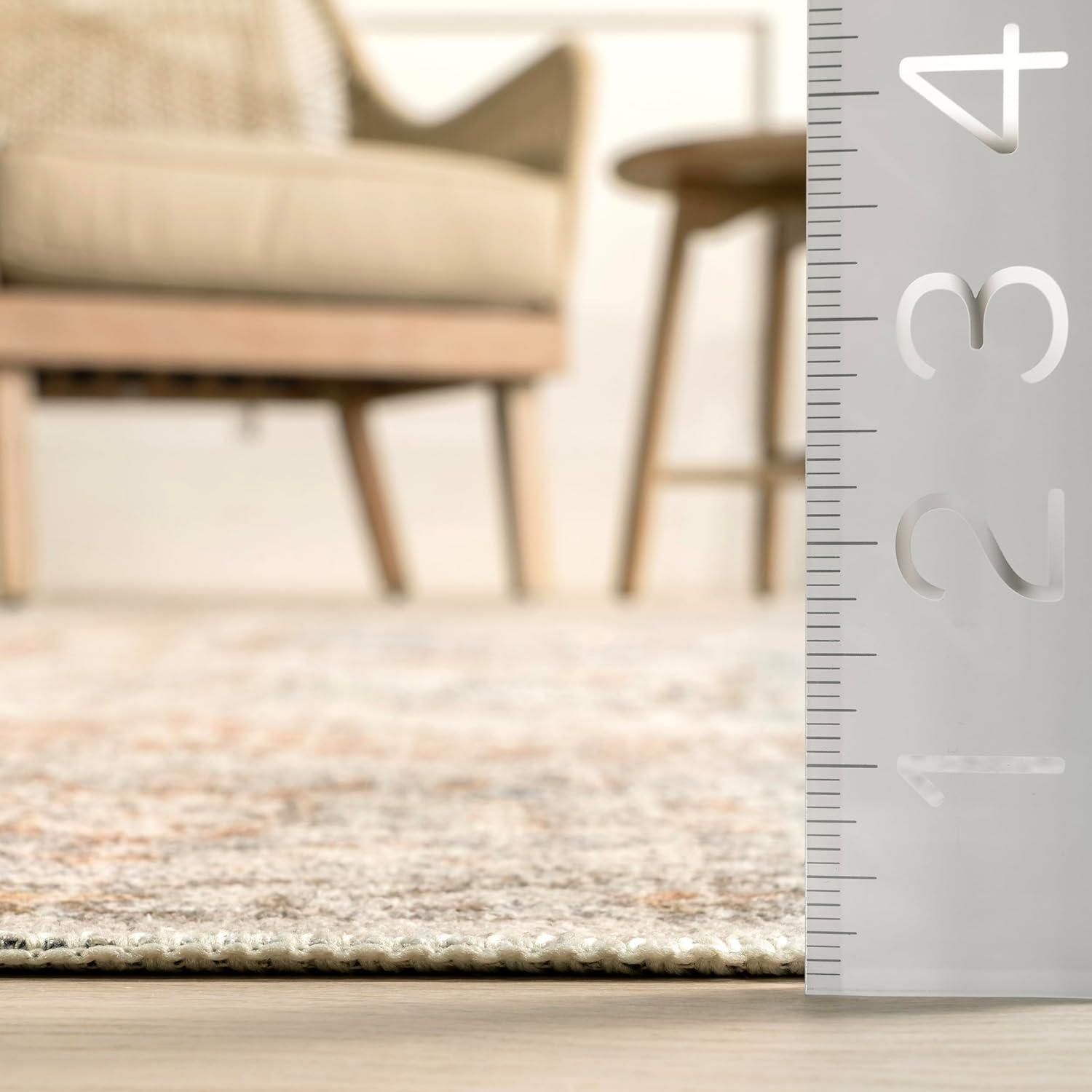 Nuloom 8x10 Machine Washable Rain Haven Vintage Medallion Indoor Area Rug, Light Grey Non-Slip Backing, Stain Resistant,  BedroomLiving Room, Kitchen