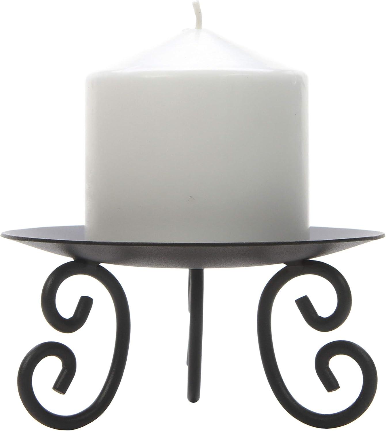 Hosley Set of 2, 5 inch Diameter, Black Candle/LED Pillar Holder with Feet