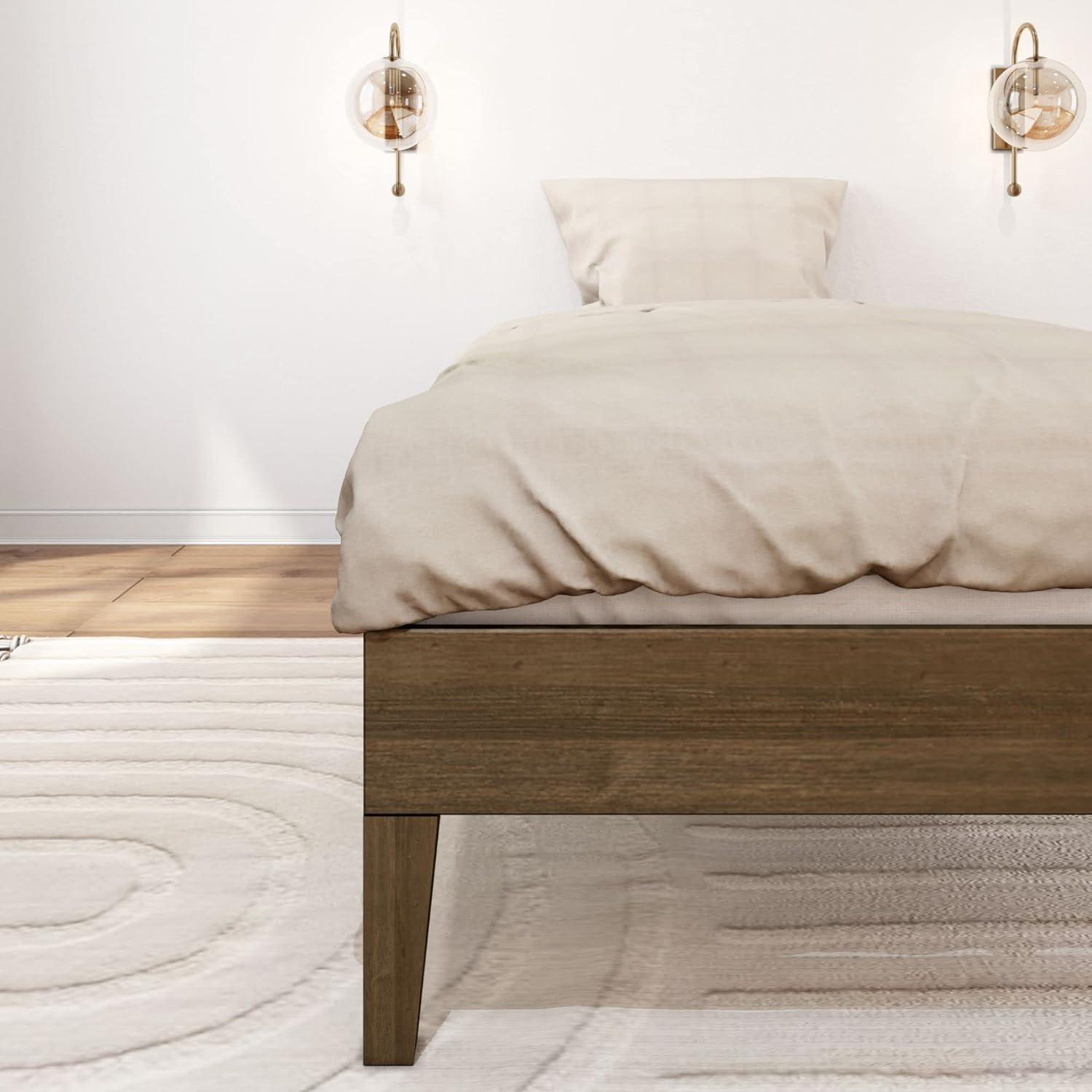 Plank+Beam Solid Wood Twin Size Platform Bed Frame, Matte Walnut