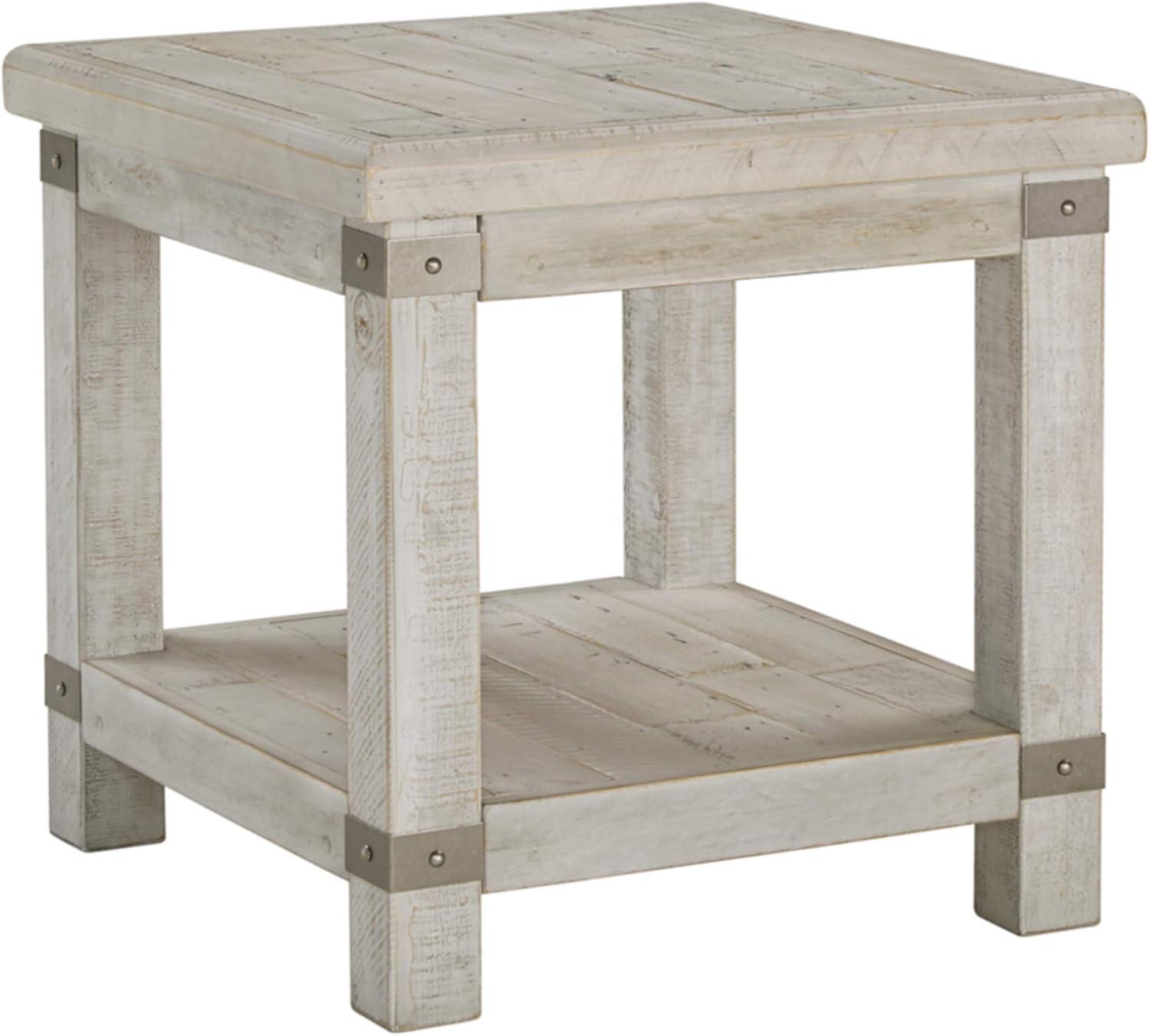 Carynhurst Rectangular End Table White - Signature Design by Ashley: Farmhouse Style, Distressed Finish, Storage Shelf