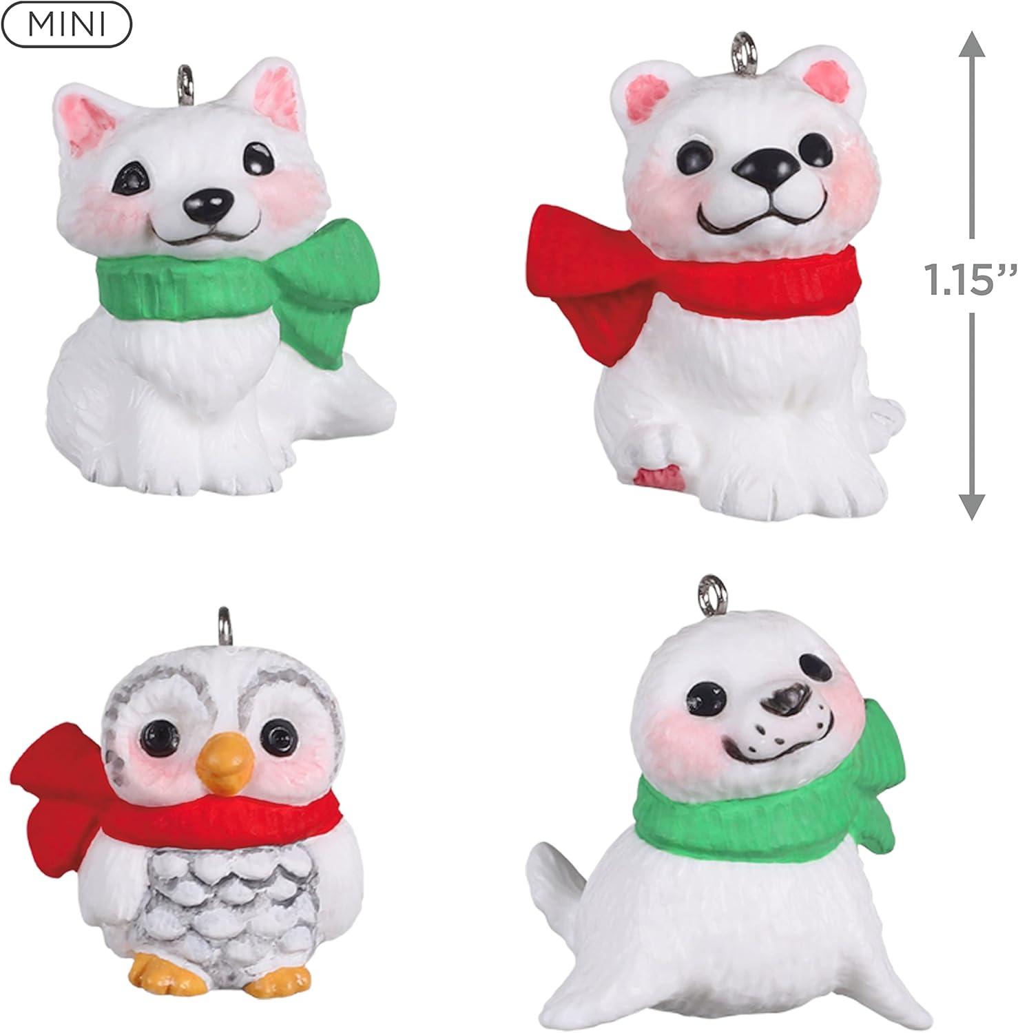 Hallmark Keepsake Miniature Christmas Ornament 2022, Snow Buddies, Mini Set of 4