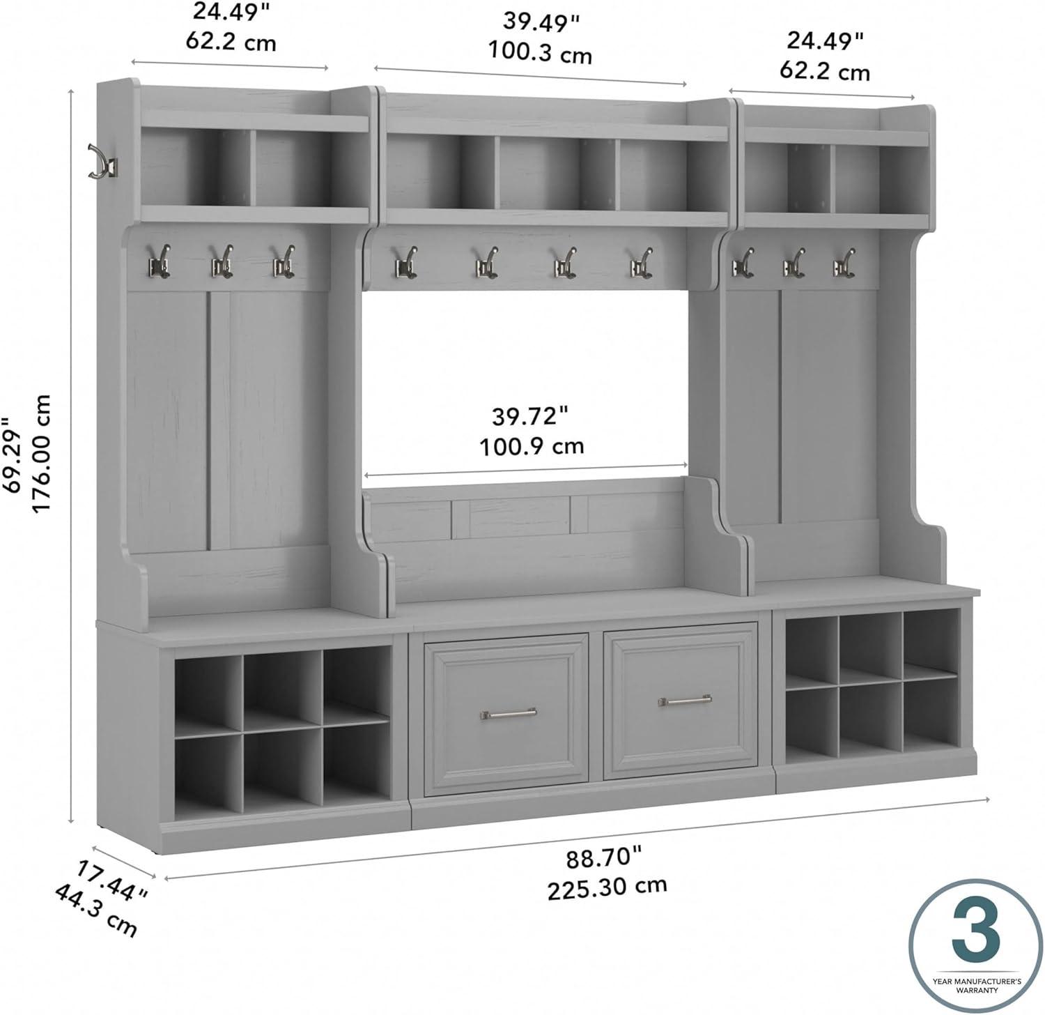 Woodland Full Entryway Storage Set with Doors in Cape Cod Gray - Engineered Wood