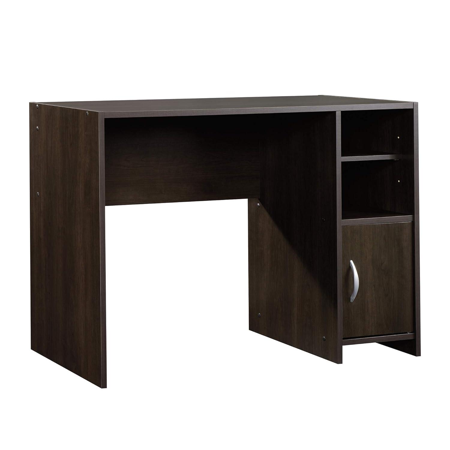 Sauder Beginnings Computer Desk with Side Shelves & Cabinet in Cinnamon Cherry