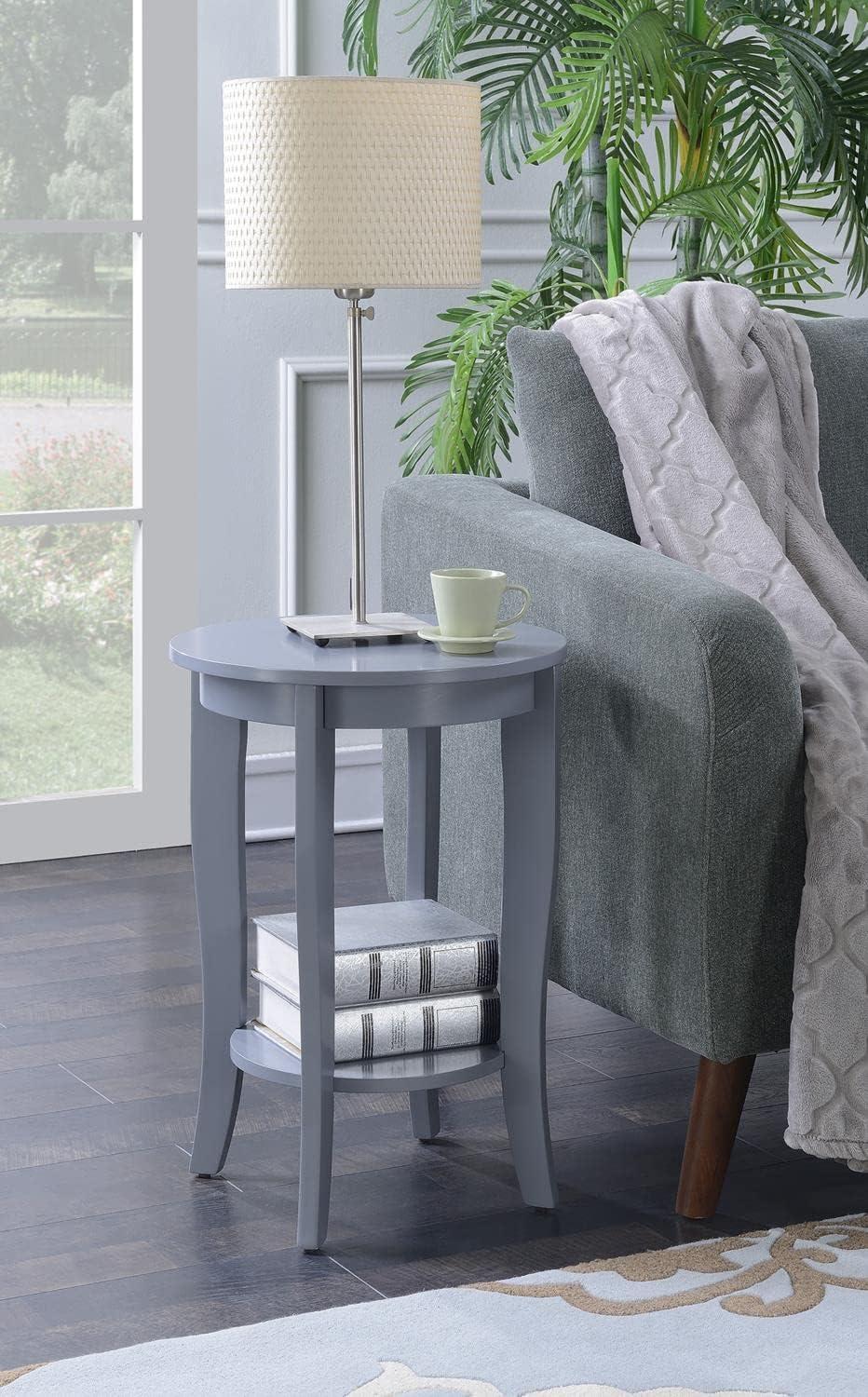 Elegant Mahogany Round End Table with Lower Shelf, 18"