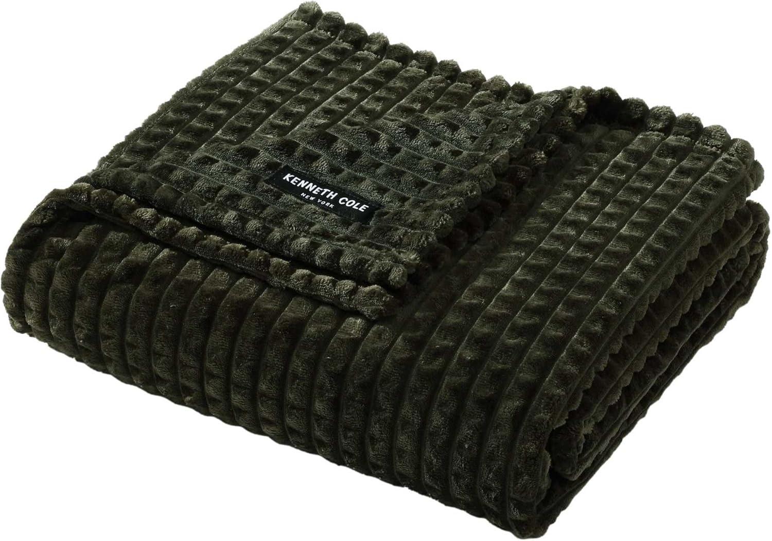 Kenneth Cole Textured Solid Plush Throw Blanket