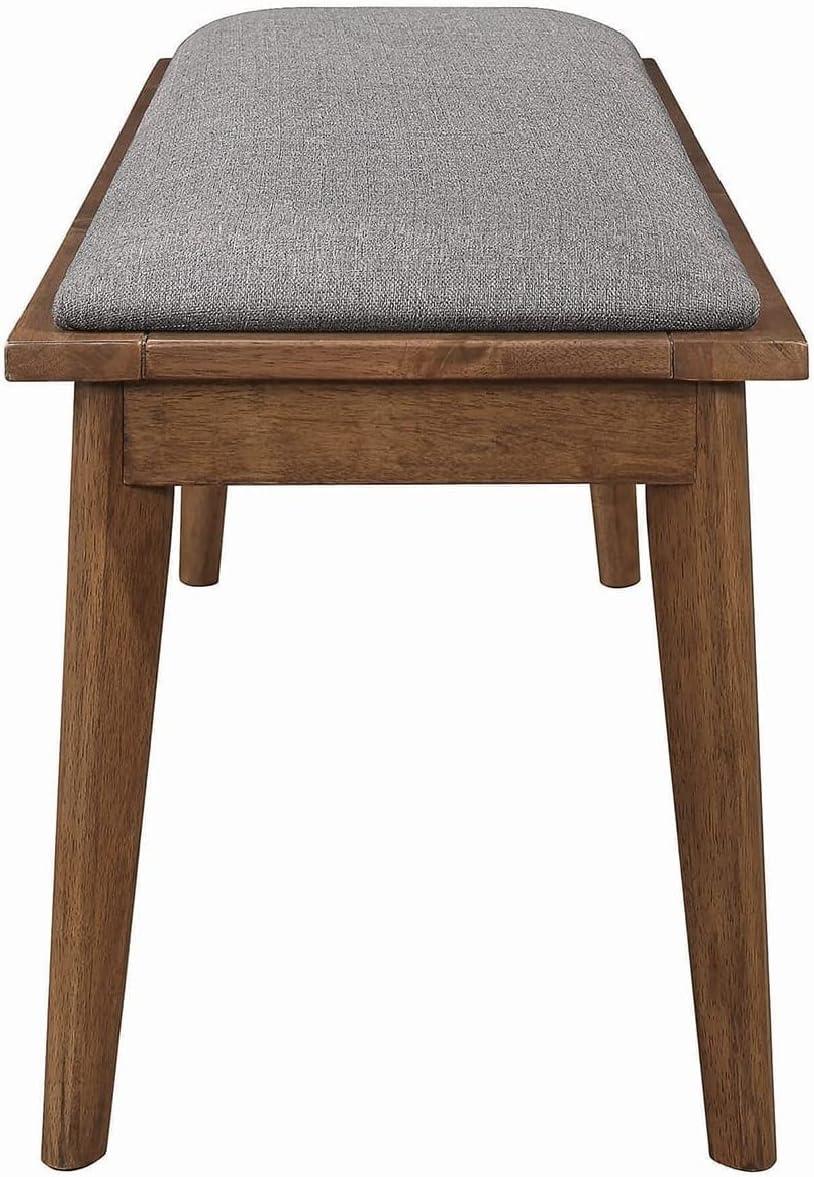 Fabric Upholstered Wooden Bench with Chamfered Legs Gray and Brown - Saltoro Sherpi